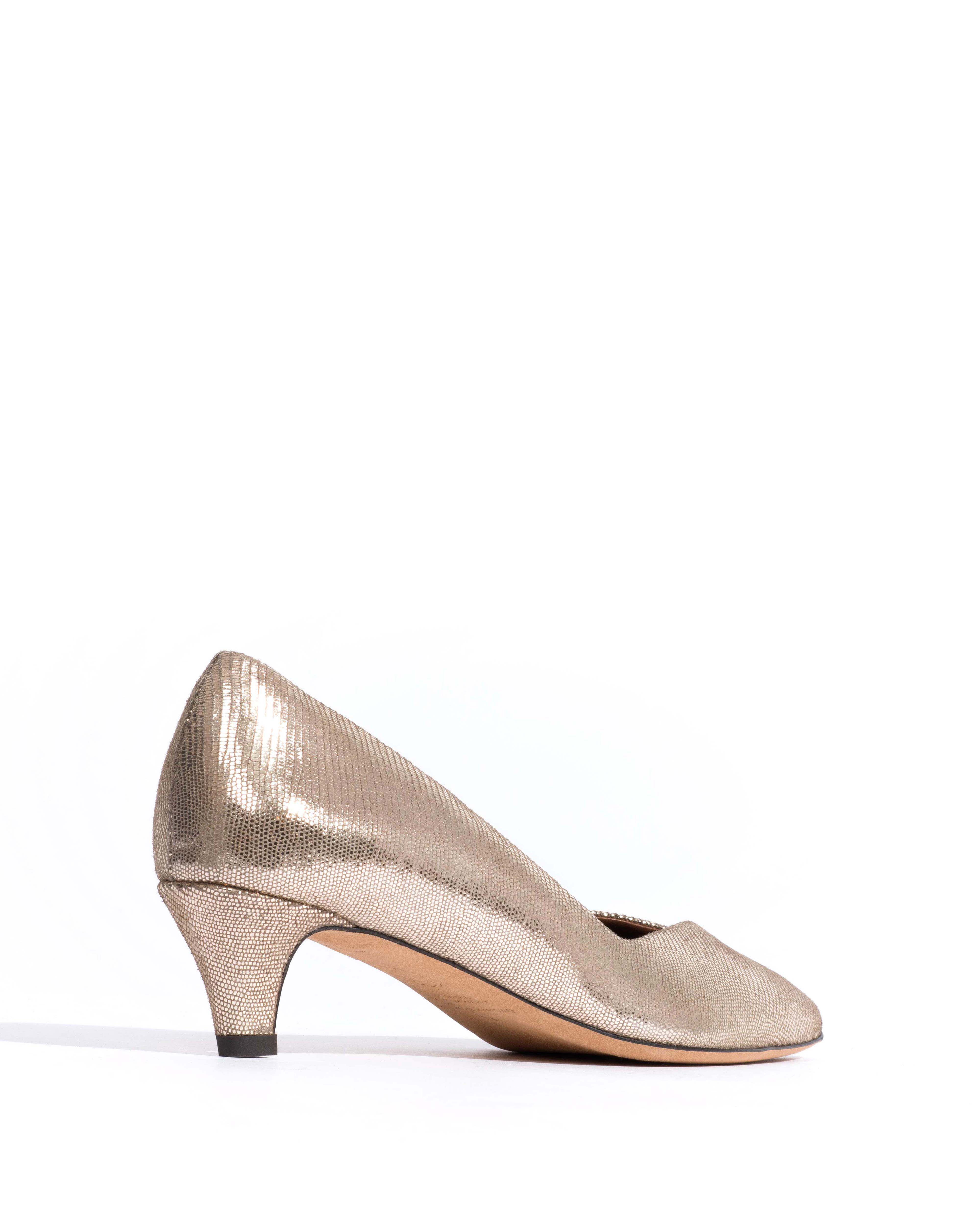 Trini 40 stiletto Lizard metallic goat Vintage champagne