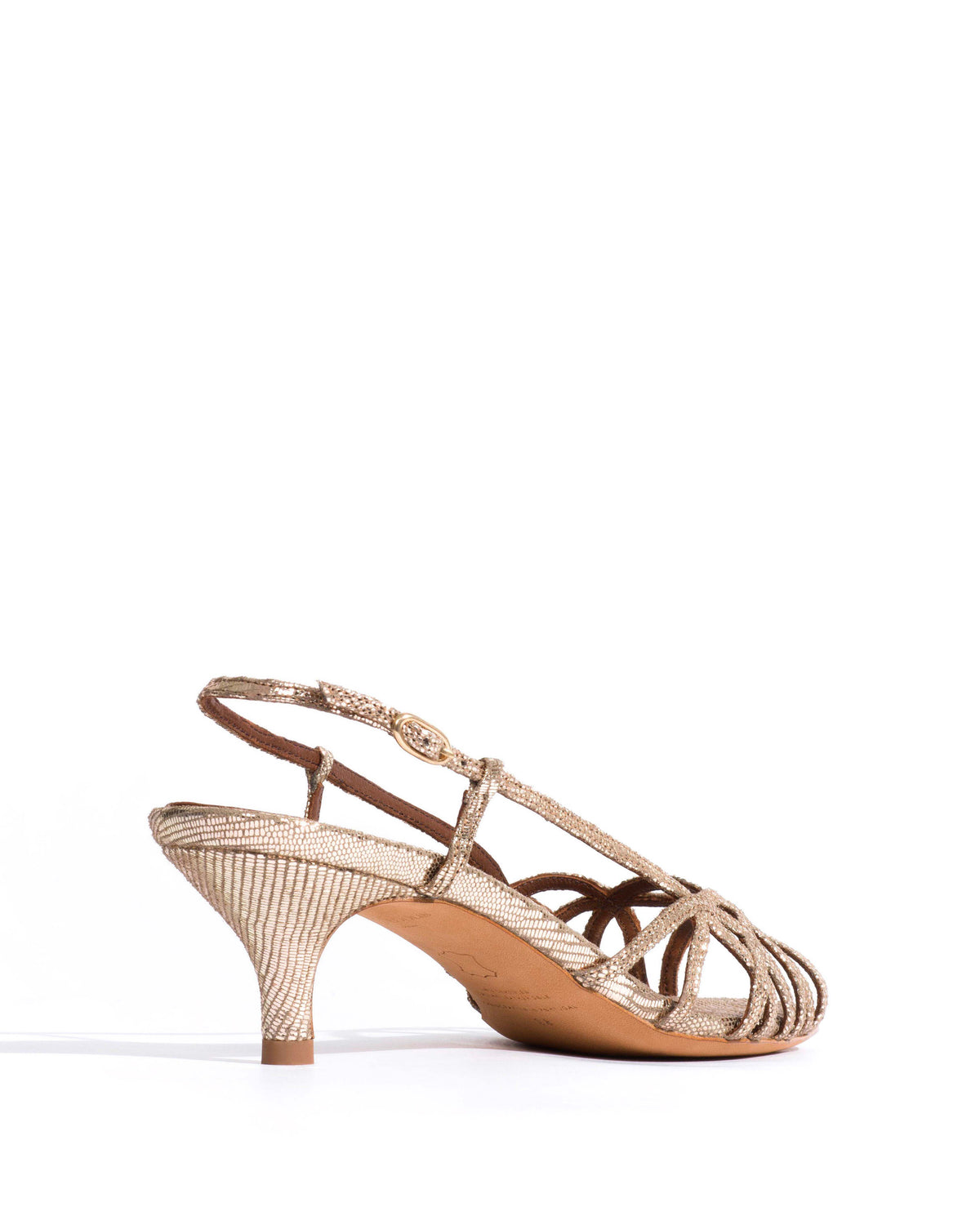 Scarlett 50 kitten Lizard metallic goat Vintage champagne