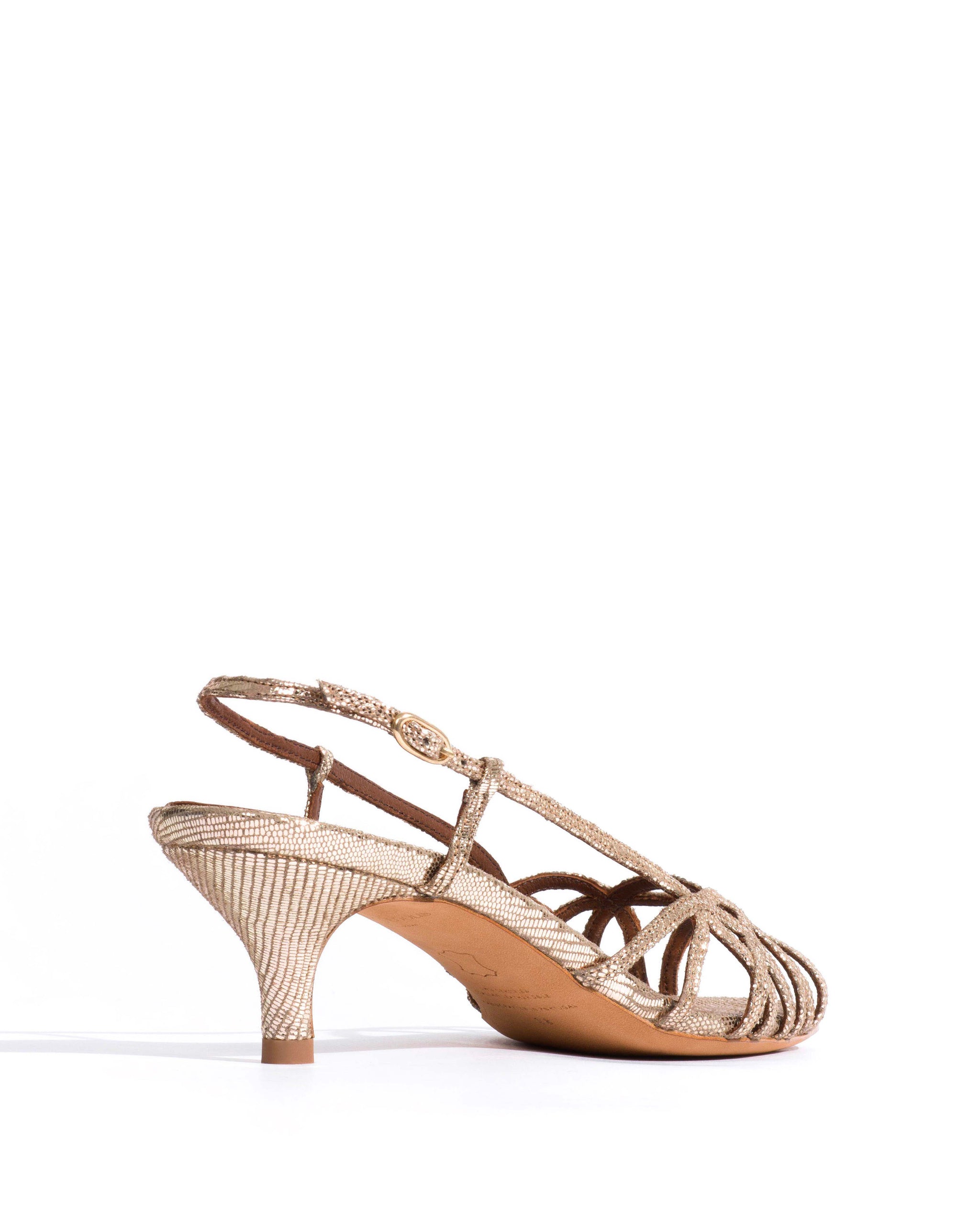 Scarlett 50 kitten Lizard metallic goat Vintage champagne - Anonymous Copenhagen Heels