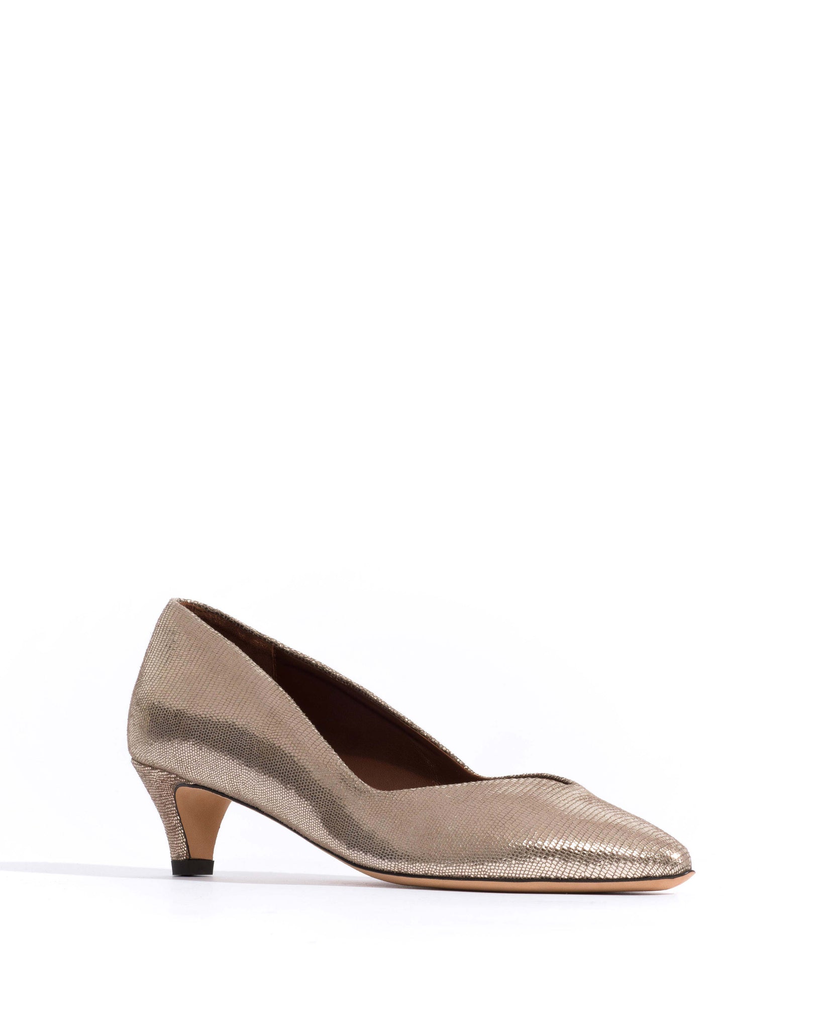 Trini 40 stiletto Lizard metallic goat Vintage champagne