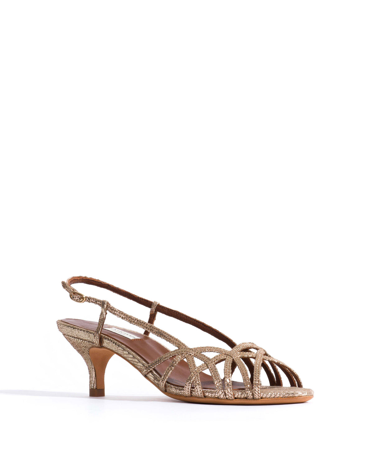 Scarlett 50 kitten Lizard metallic goat Vintage champagne