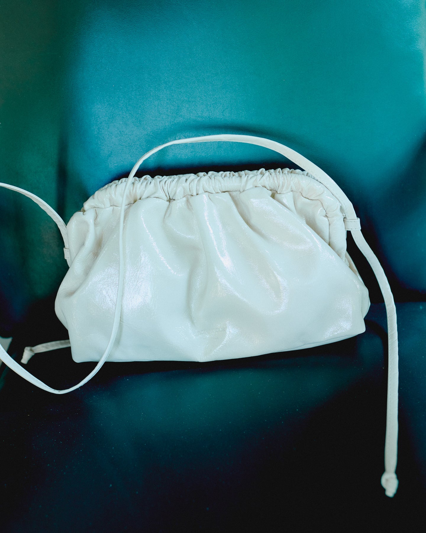 Hally medium size cloud bag in soft lamb leather in white