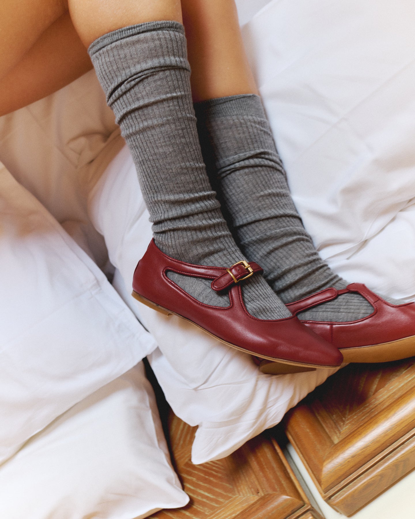 Praise flat Mary Jane in soft lamb leather in red 