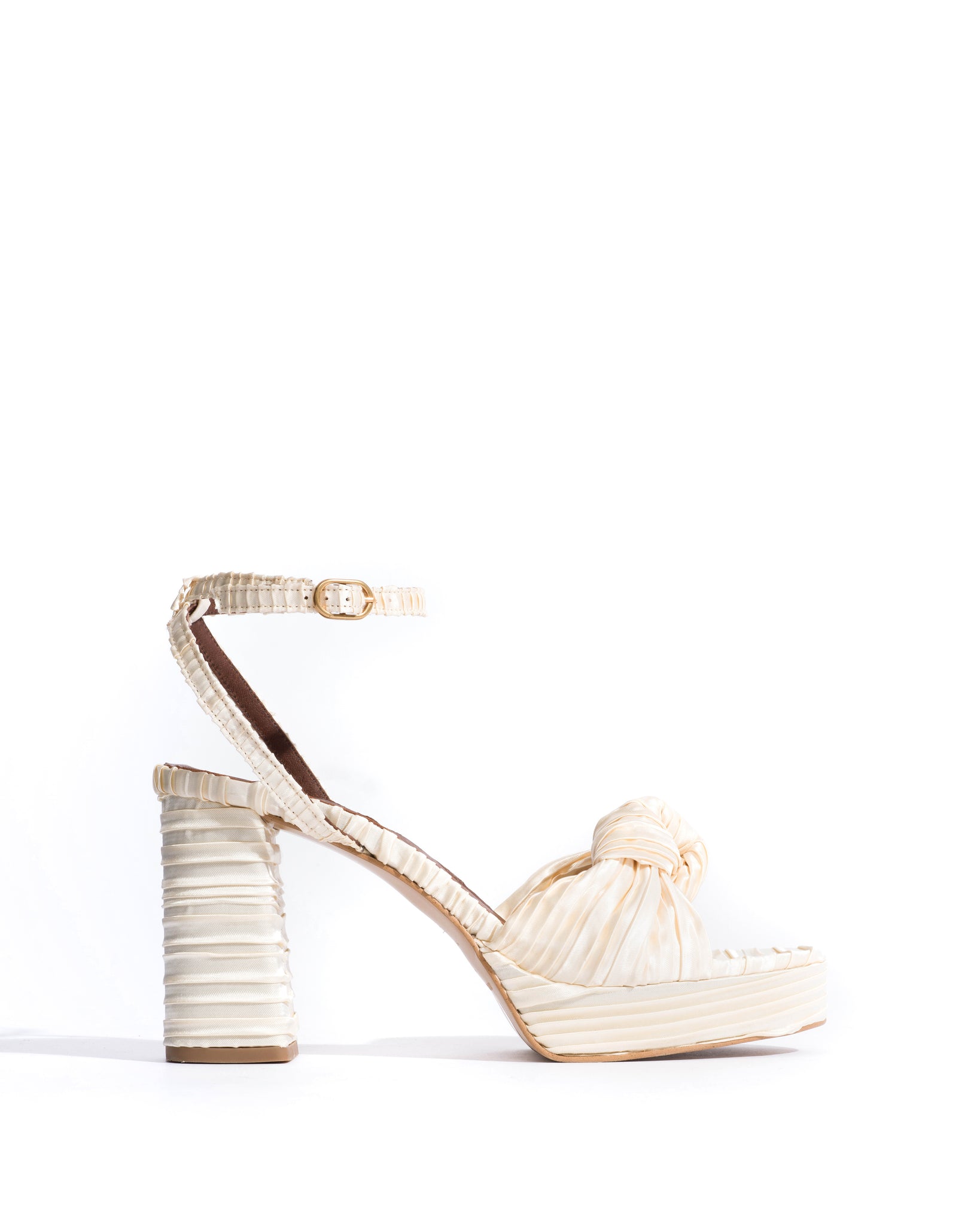 Aliza 85 platform Pleated satin Creamy white