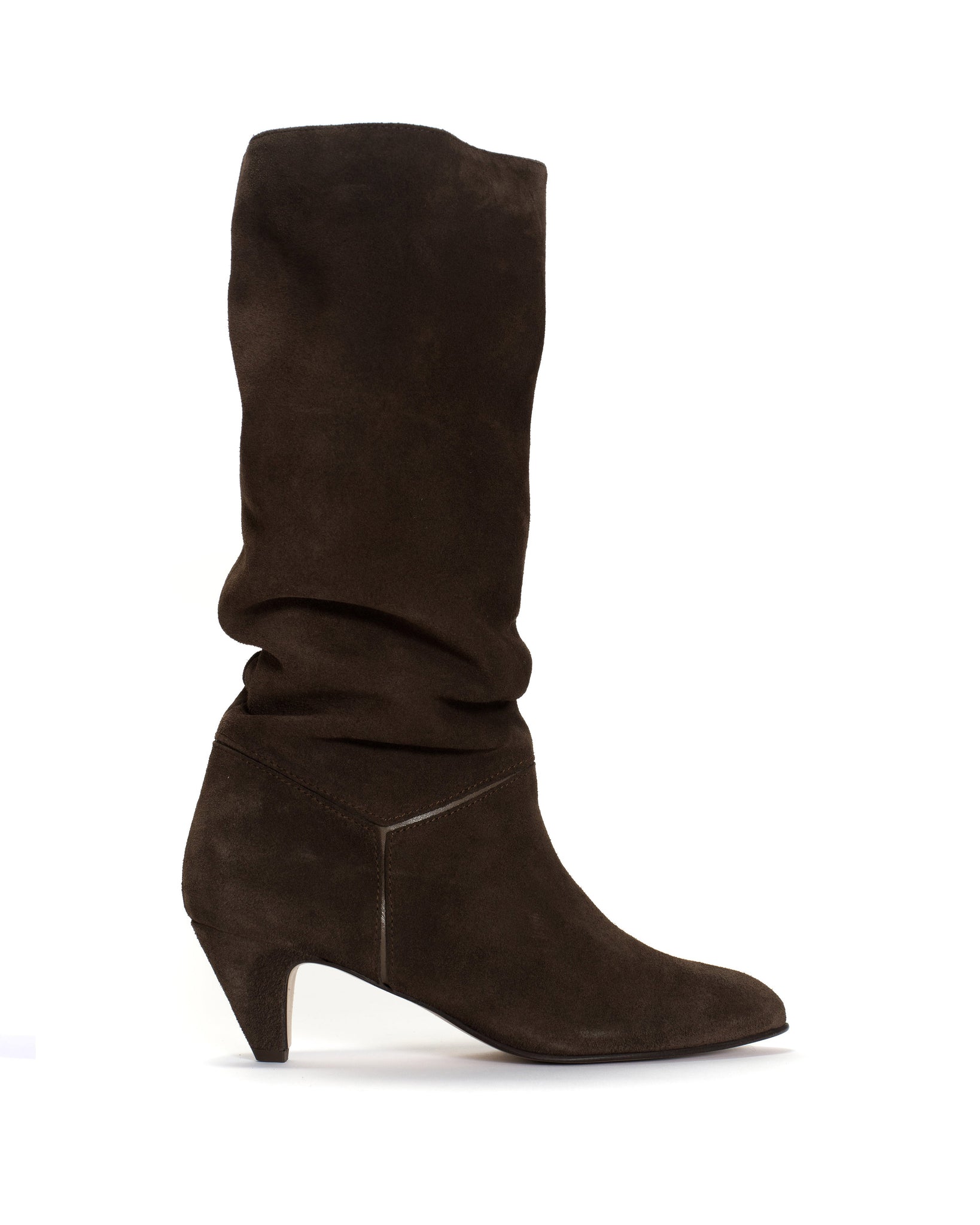 Jasmina 50 stiletto Calf suede & sleek leather Coffee brown & dark taupe - Anonymous Copenhagen