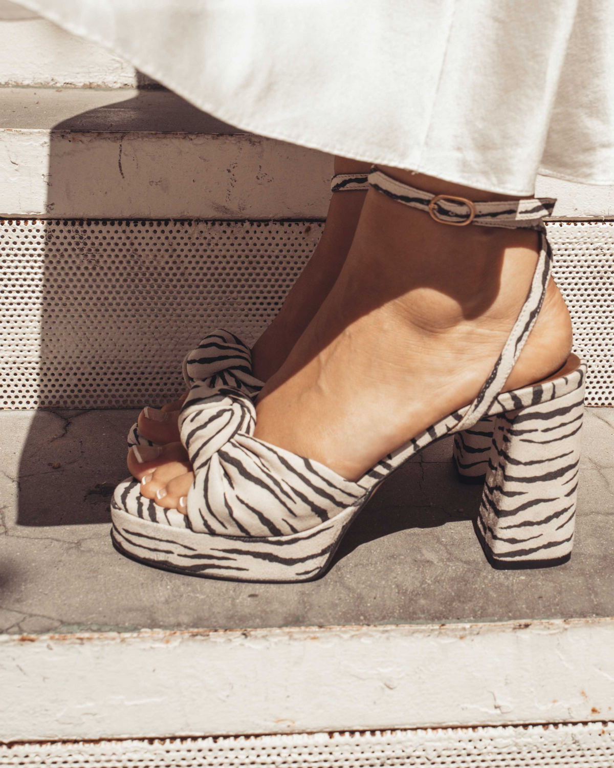 Aliza 85 platform Calf suede print Zebra