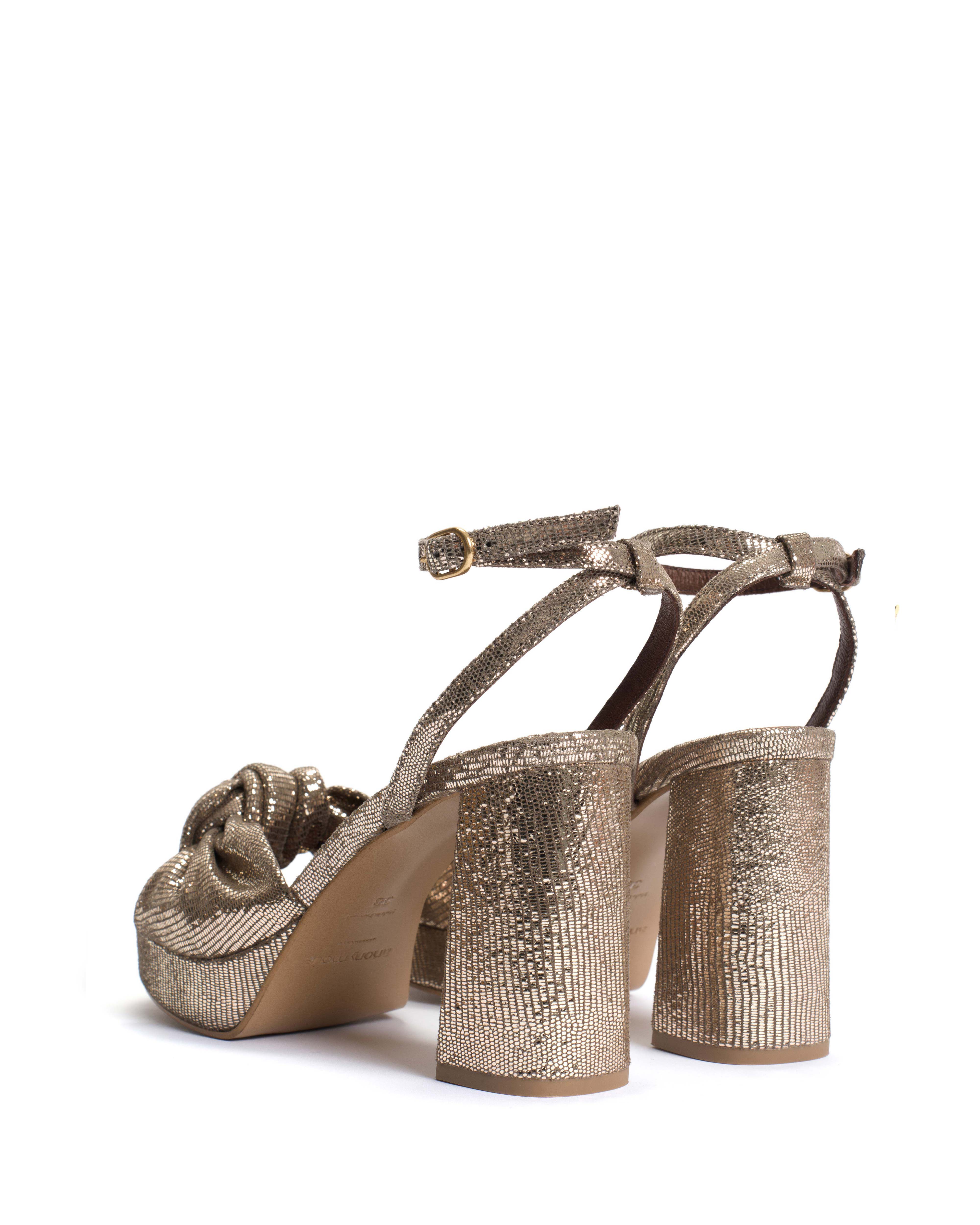 Aliza 85 platform Lizard metallic goat Vintage champagne