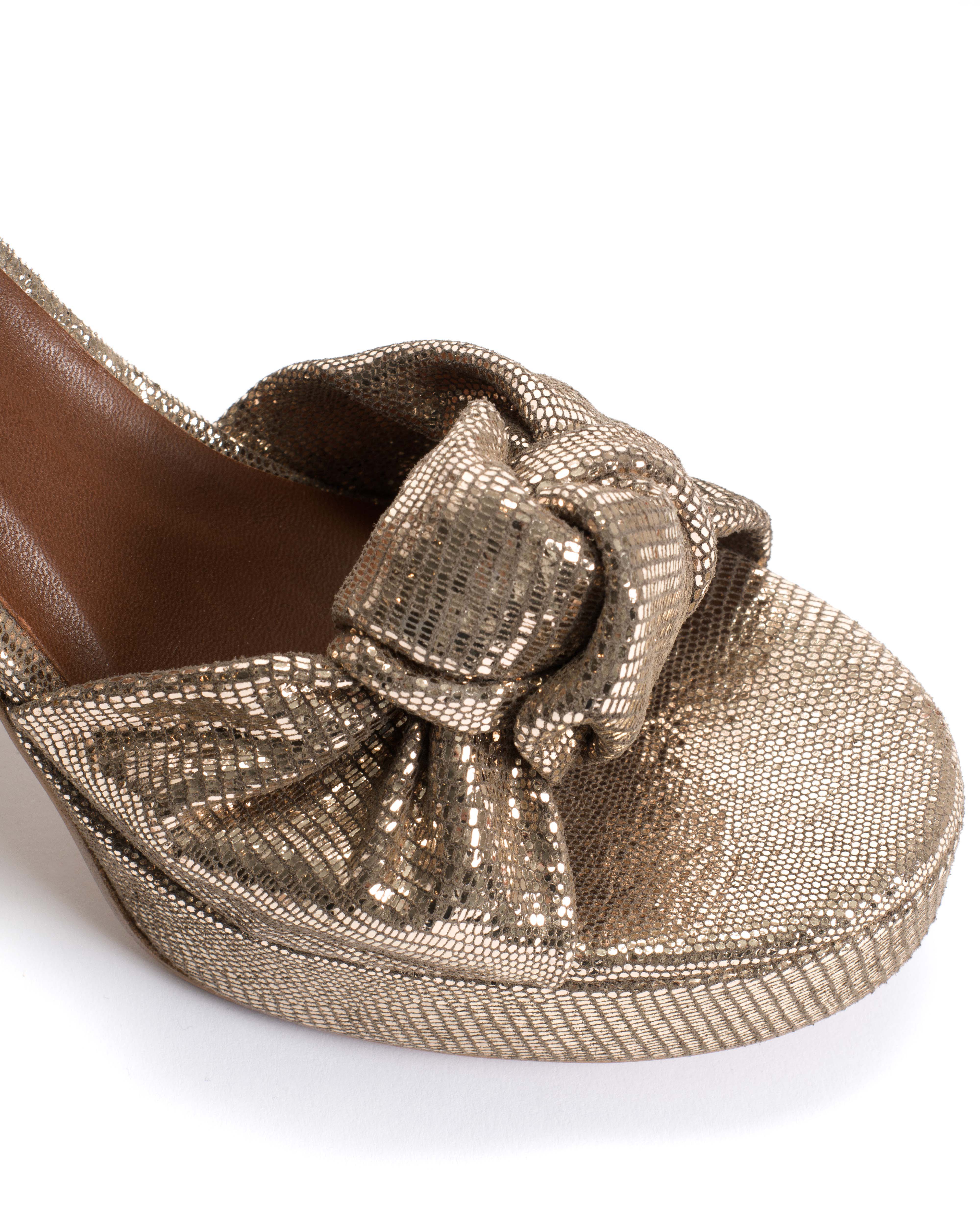 Aliza 85 platform Lizard metallic goat Vintage champagne