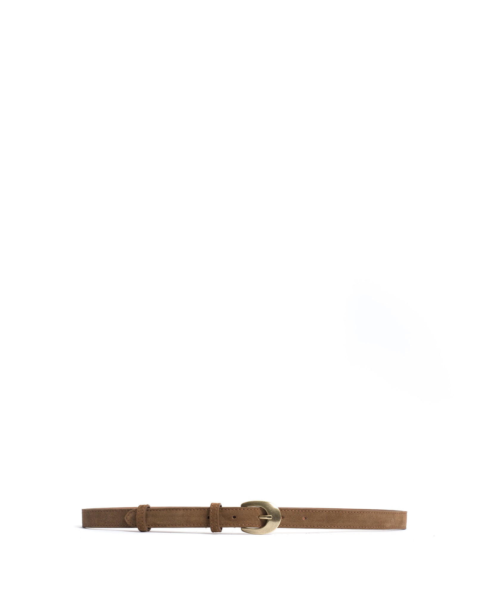 Aris unisex leather belt Calf suede Cinnamon & gold buckle - Anonymous Copenhagen