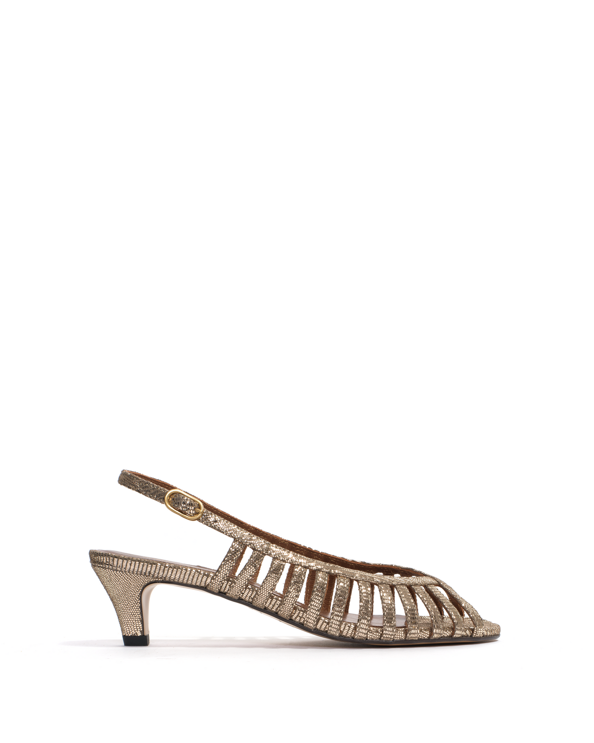 Carminho 40 stiletto Lizard metallic goat Vintage champagne
