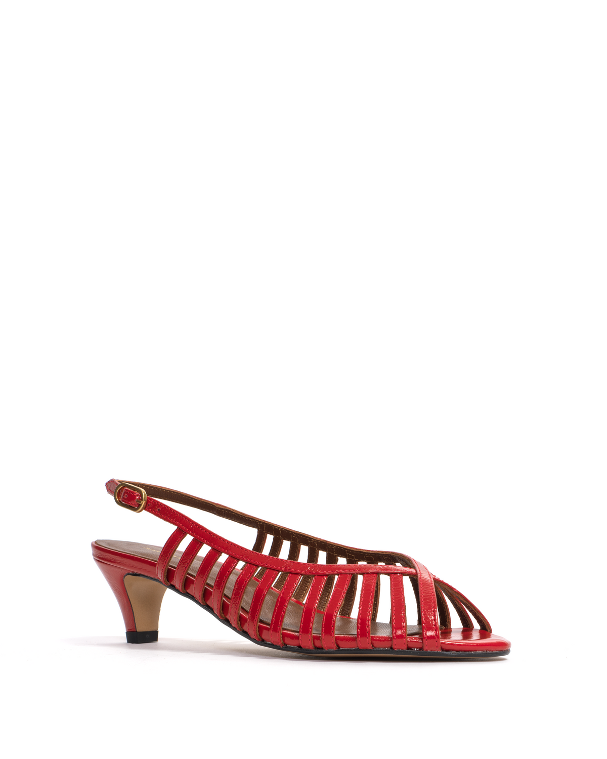 Carminho 40 stiletto Crinkled polished goat Scarlet