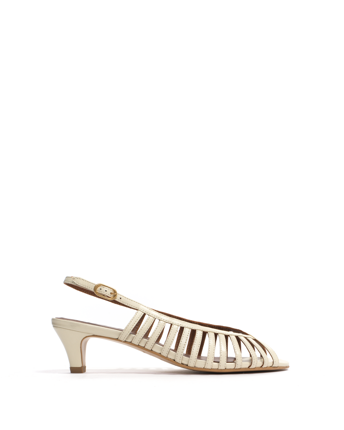 Carminho 40 stiletto Shiny lamb White sand
