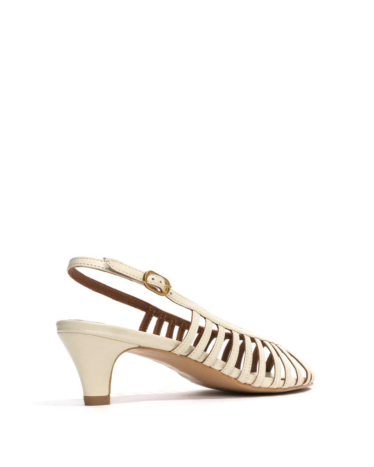Carminho 40 stiletto Shiny lamb White sand
