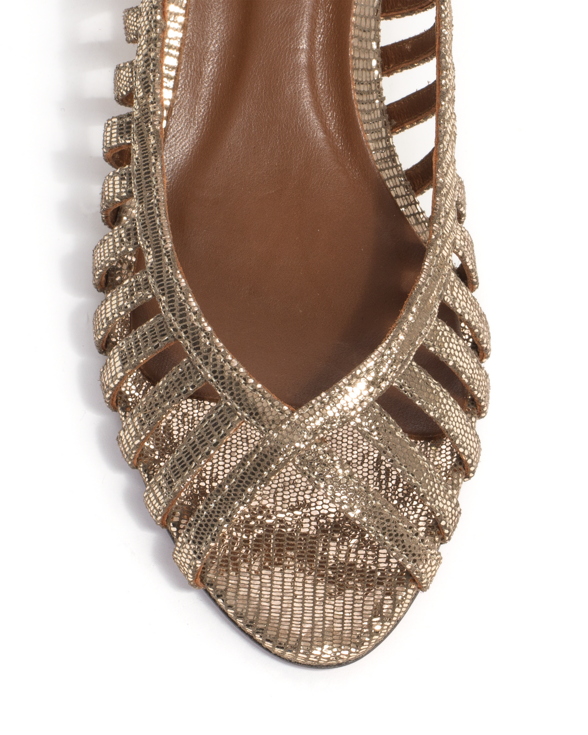 Carminho 40 stiletto Lizard metallic goat Vintage champagne