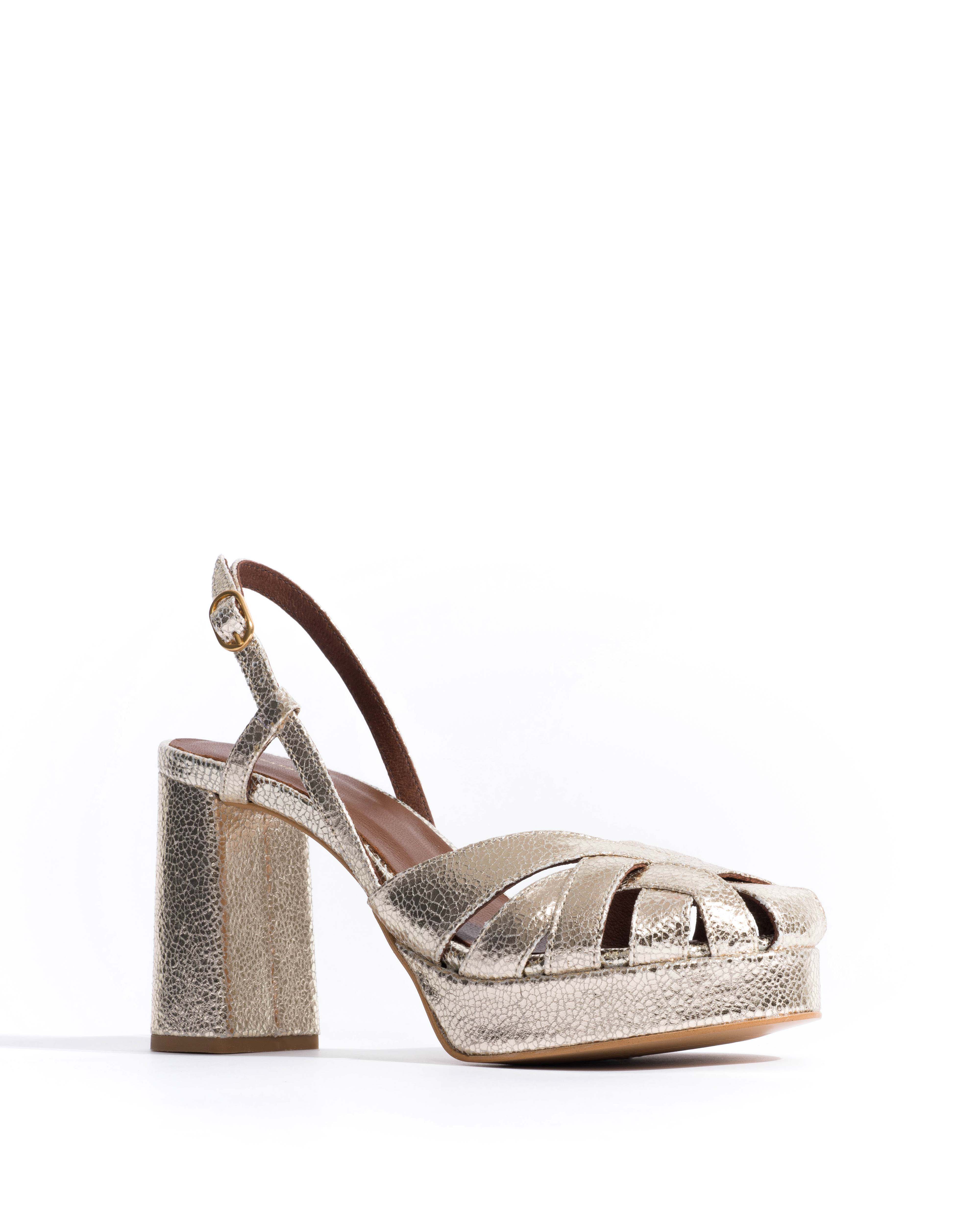 Banie 85 platform Crackled metallic goat Champagne