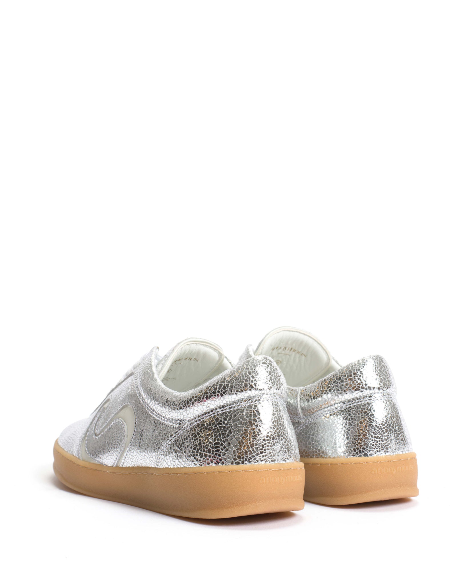 Blaire Crackled metallic goat & polished soft calf Silver & sand white - Anonymous Copenhagen