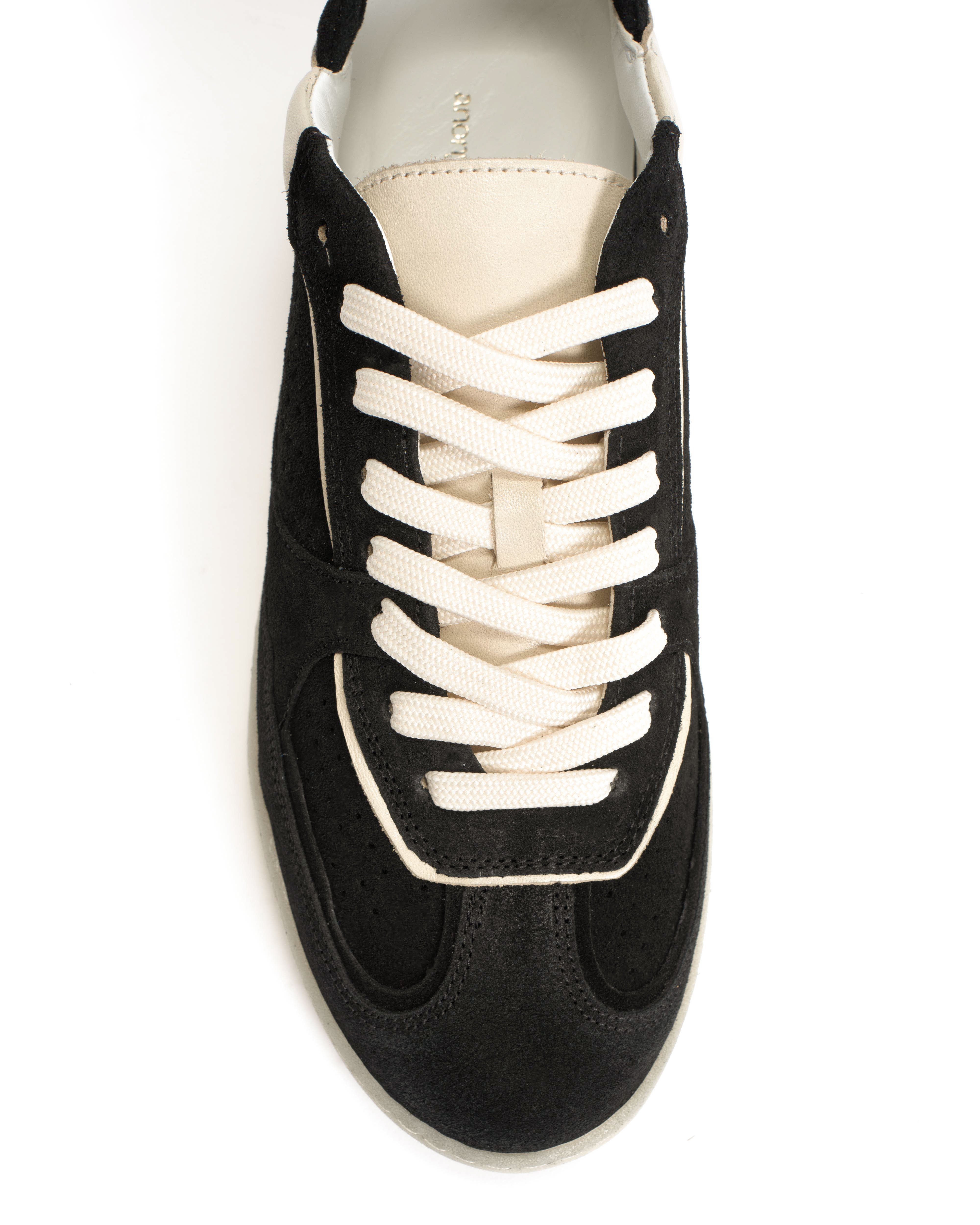 Dabbie Calf suede & sleek leather Black & white sand