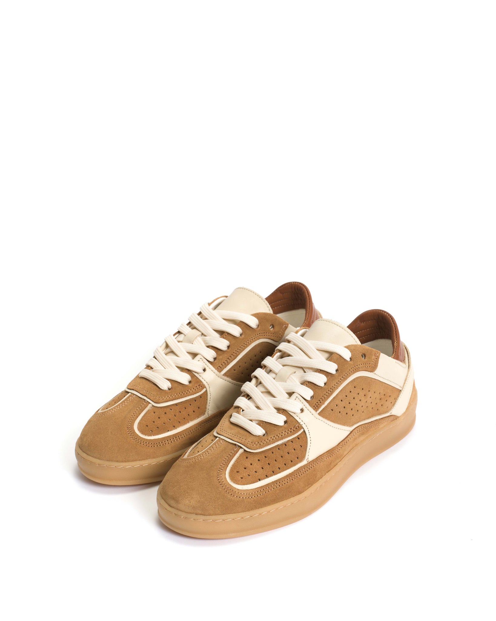 Dabbie Soft calf & suede leather White sand & bamboo brown & camel - Anonymous Copenhagen