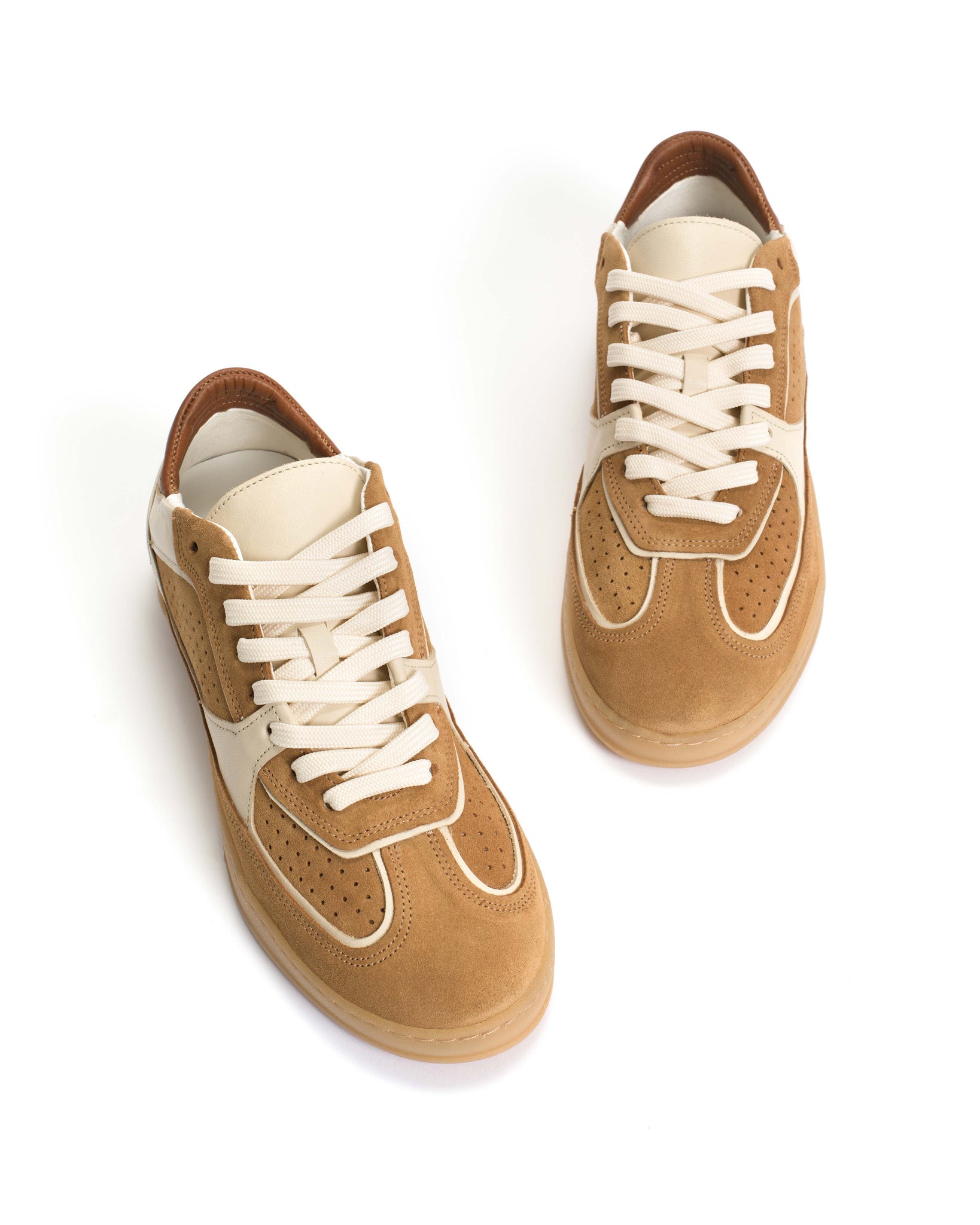 Dabbie Soft calf & suede leather White sand & bamboo brown & camel - Anonymous Copenhagen