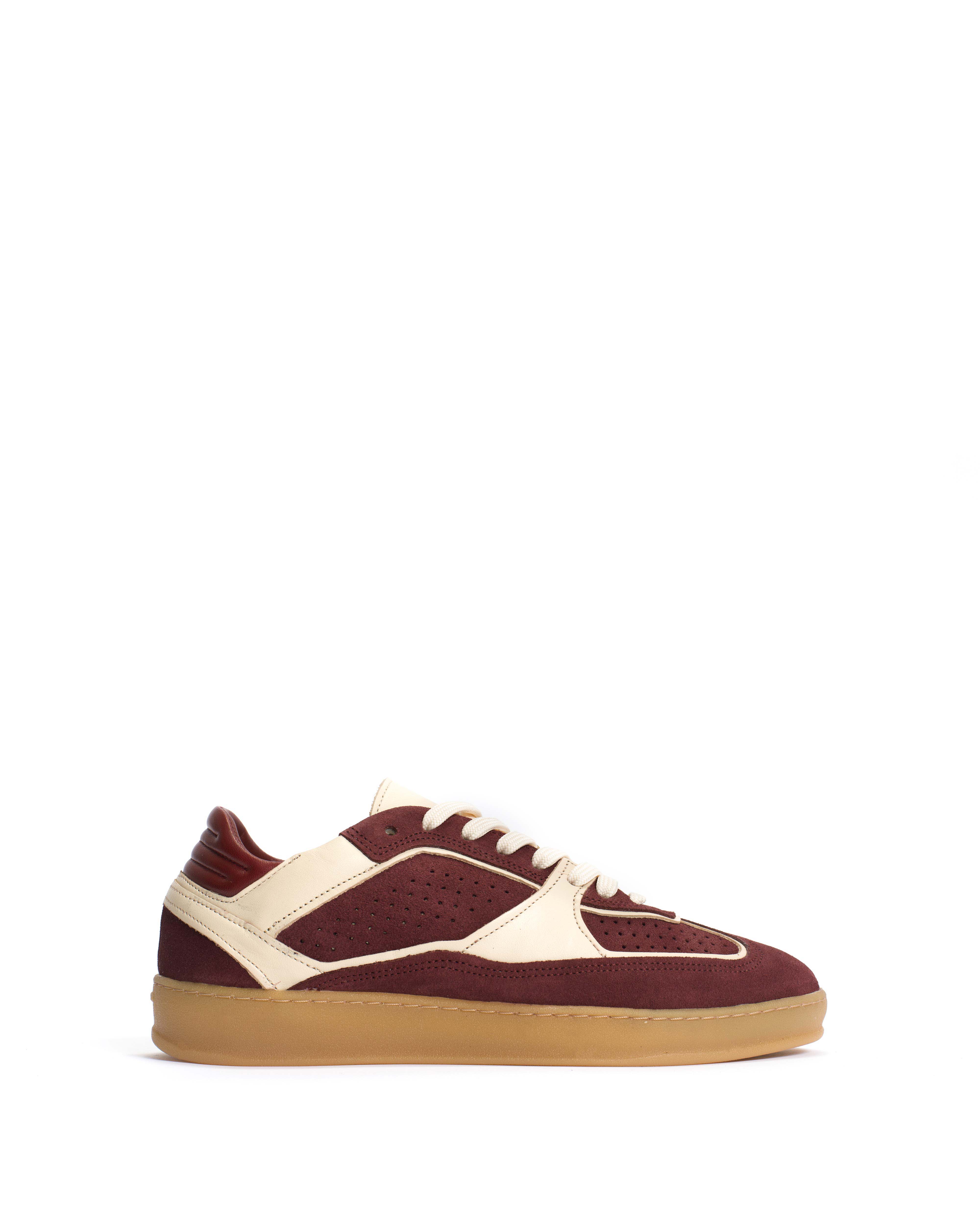 Dabbie Calf suede & soft calf dual & tri color Pomegranate & white sand & pomegranate
