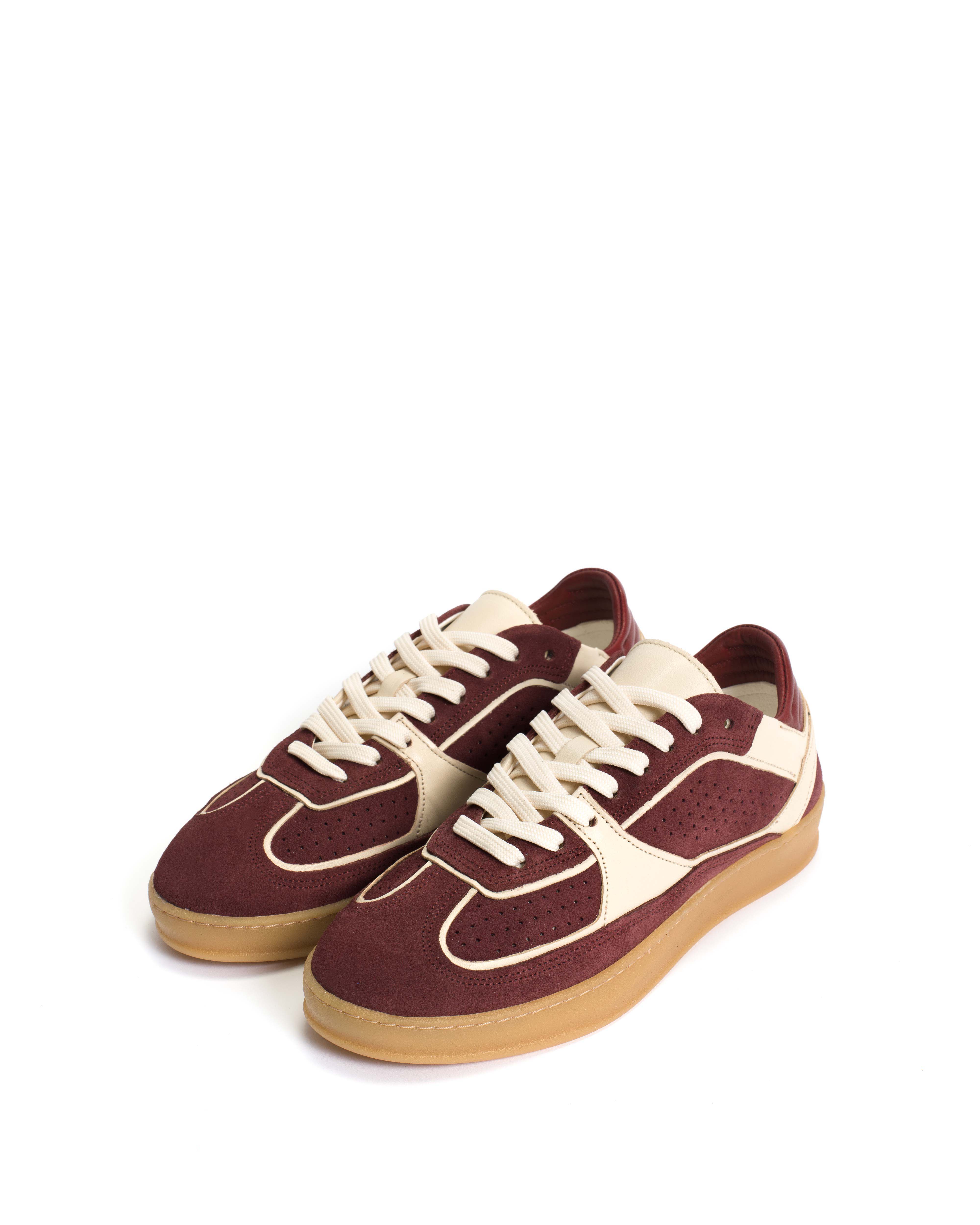Dabbie Calf suede & soft calf dual & tri color Pomegranate & white sand & pomegranate