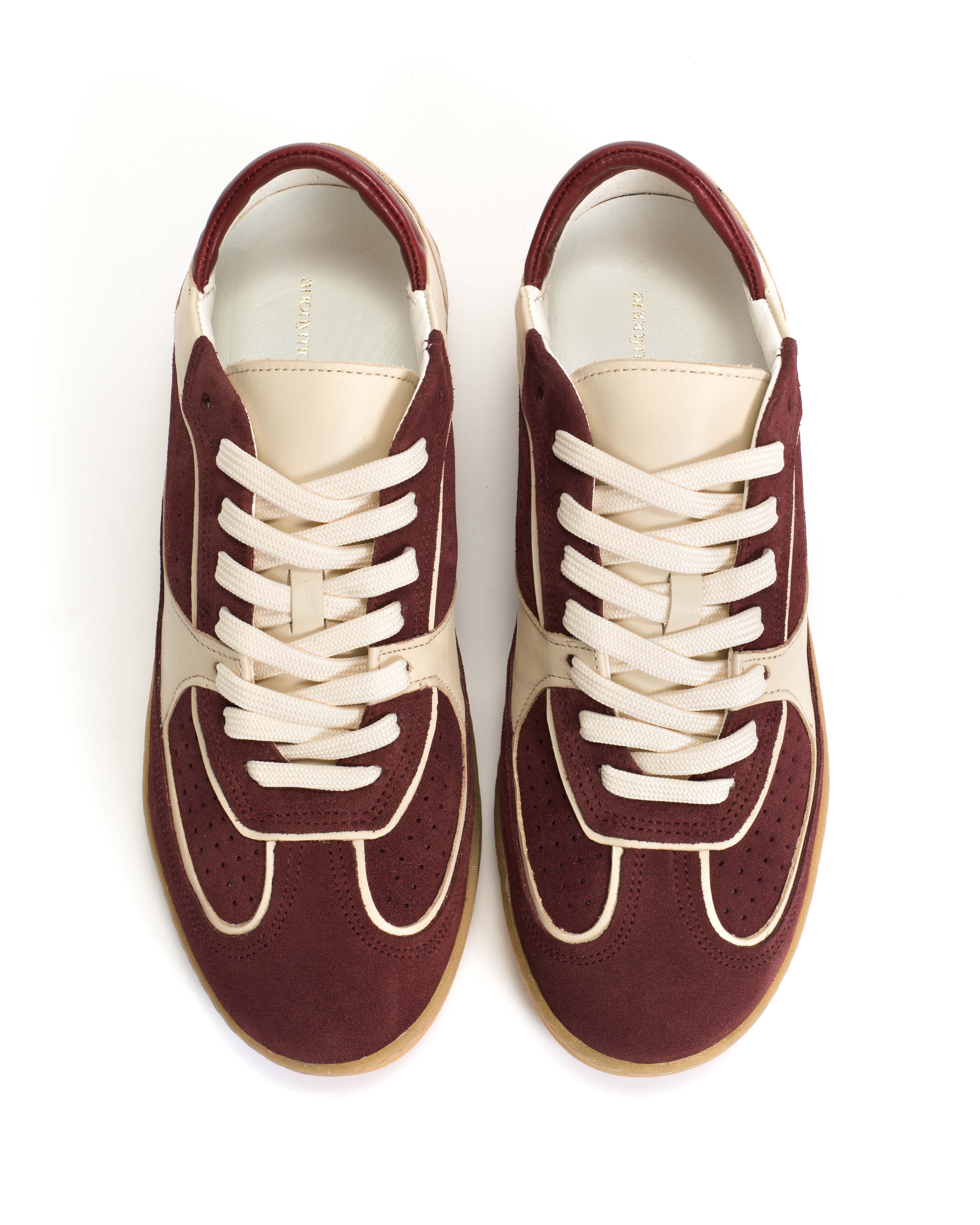 Dabbie Calf suede & soft calf dual & tri color Pomegranate & white sand & pomegranate