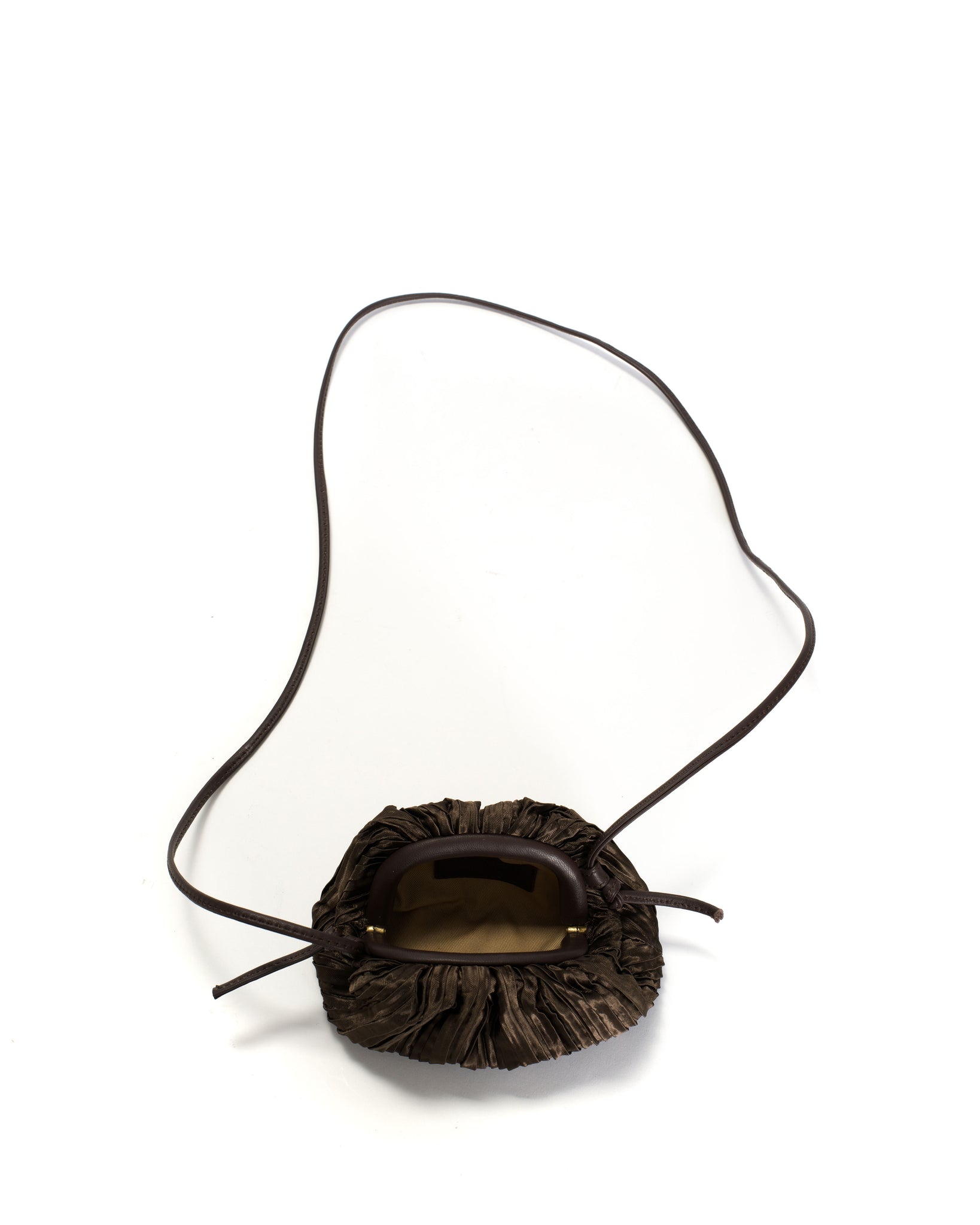 Enuice petite purse Pleated satin Espresso brown - Anonymous Copenhagen