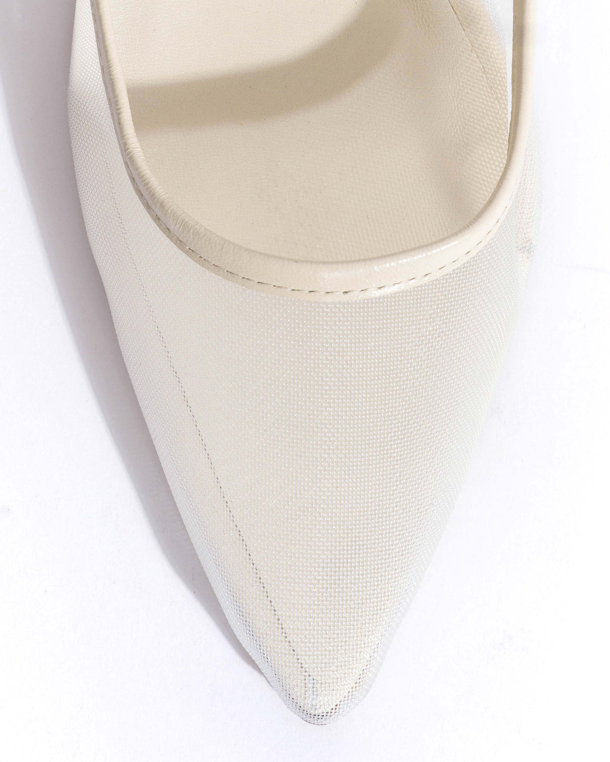 Fanny 40 stiletto mesh Shiny lamb & mesh White sand