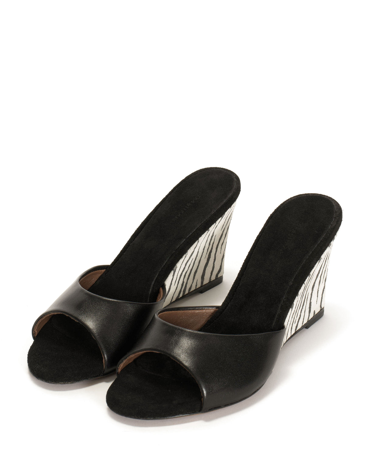 Gwen 75 wedge Shiny lamb & dual color Black & zebra