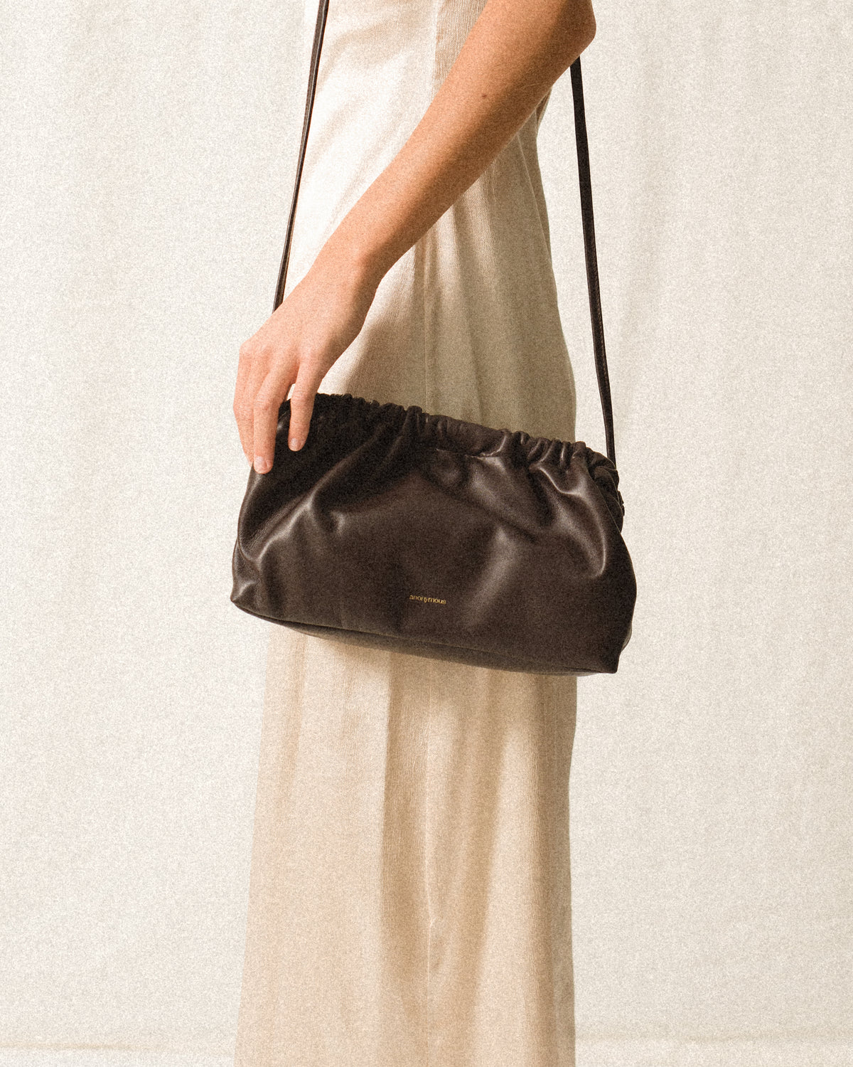 Hally classic cloud bag Shiny lamb Coffee brown