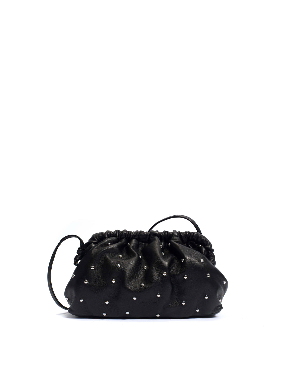 Hally classic cloud bag Stud-embellished shiny lamb Black & silver