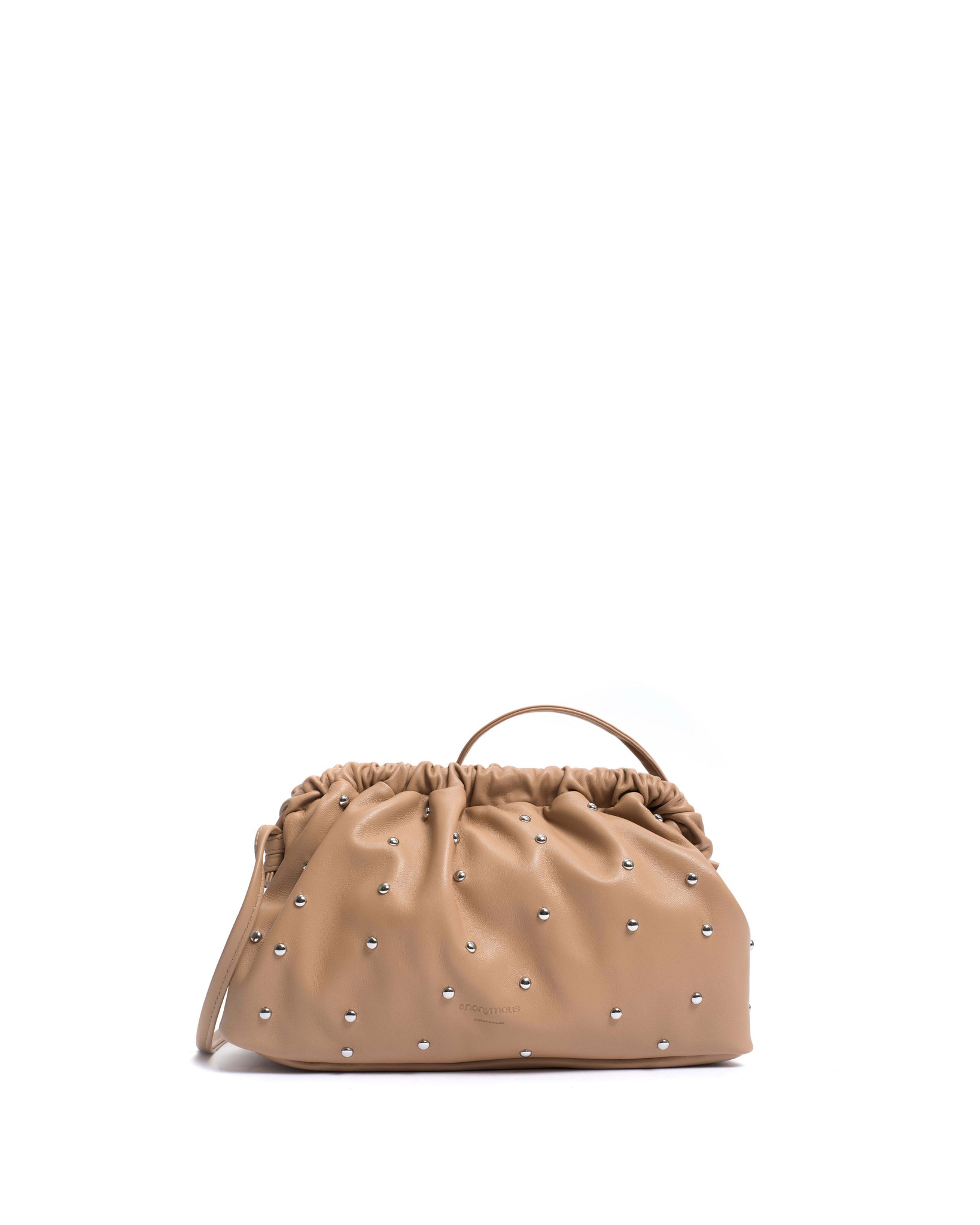 Hally grand cloud bag Stud-embellished silky lamb Caramel silver - Anonymous Copenhagen