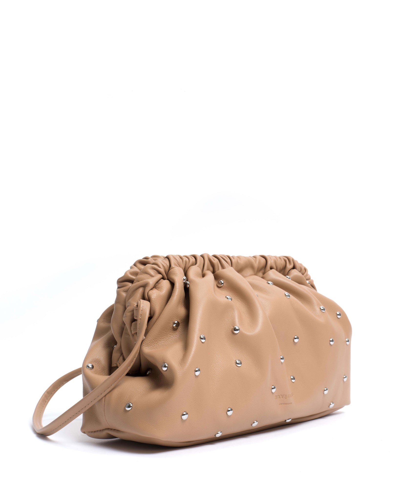 Hally grand cloud bag Stud-embellished silky lamb Caramel silver - Anonymous Copenhagen
