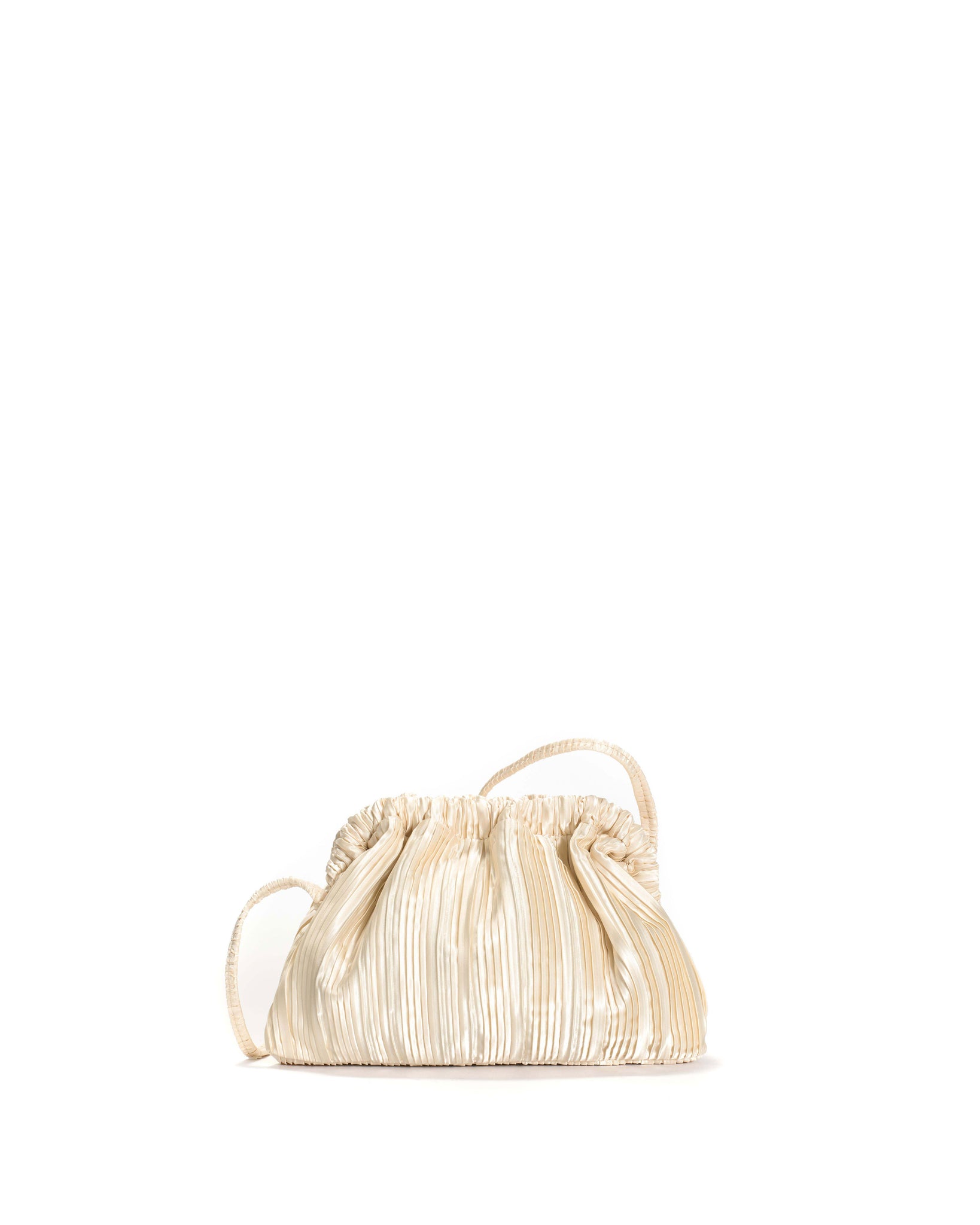 Hally petite cloud bag Pleated satin Creamy white - Anonymous Copenhagen