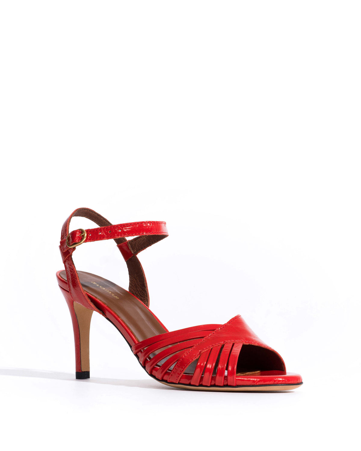 Hermine 75 Crinkled polished goat Scarlet