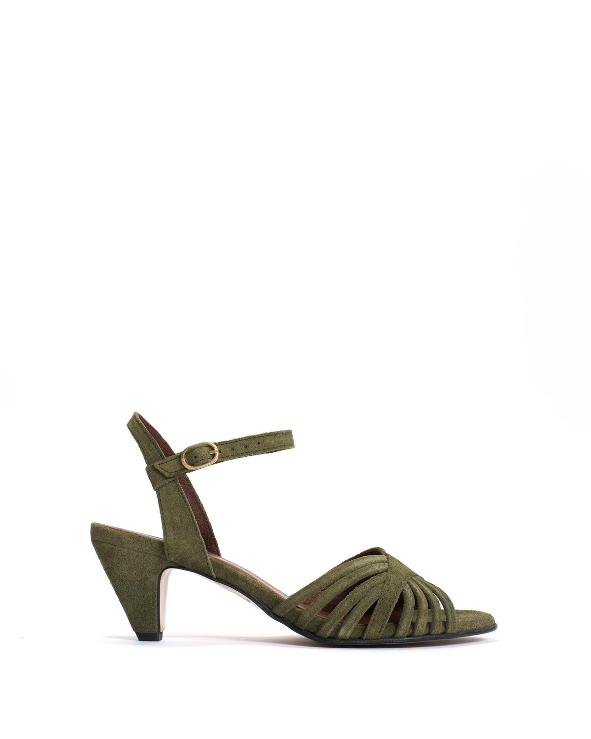 Hermine 50 stiletto Calf suede Olive green