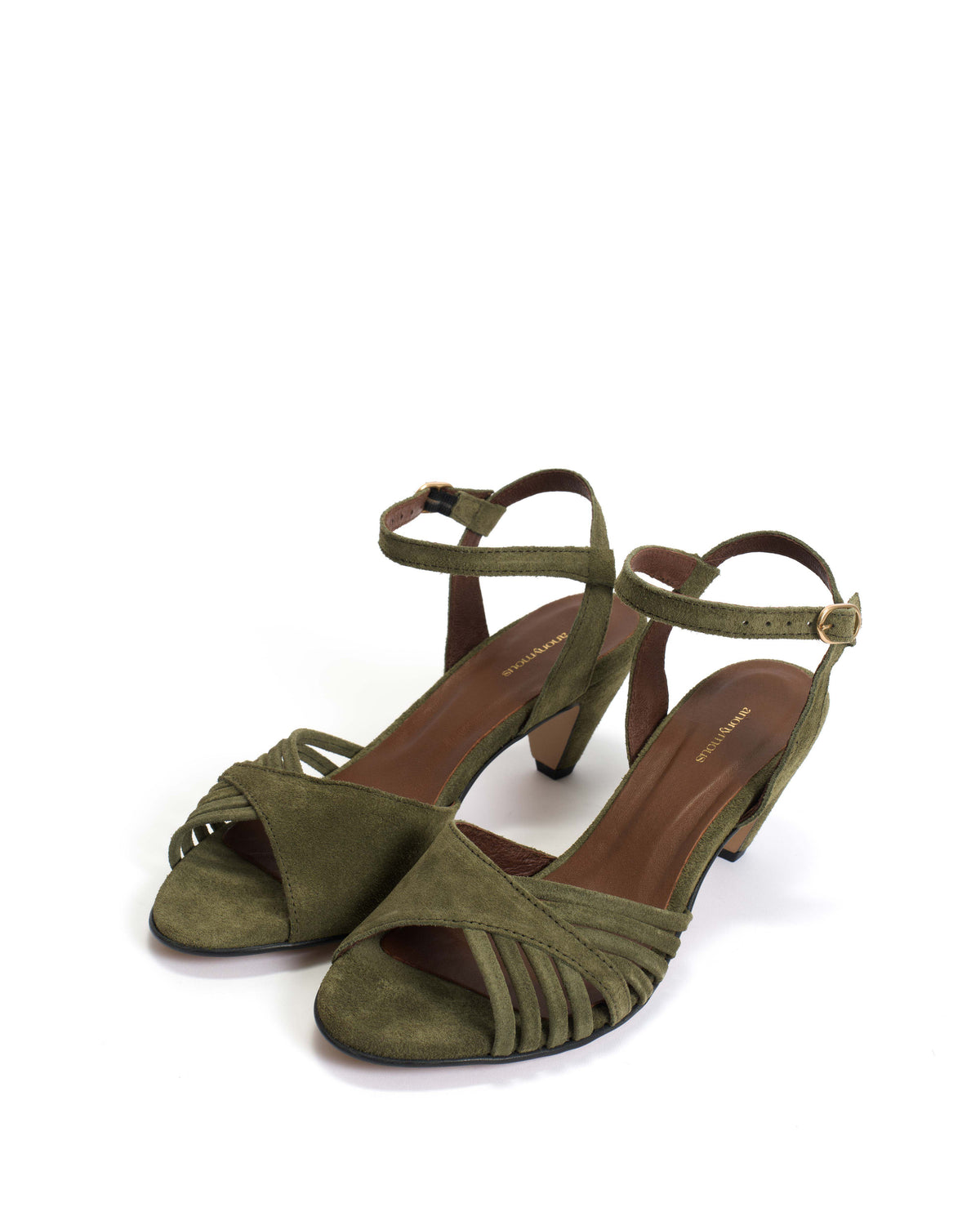Hermine 50 stiletto Calf suede Olive green
