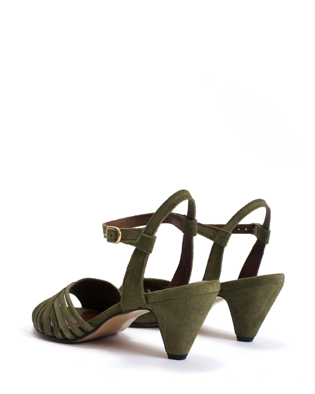 Hermine 50 stiletto Calf suede Olive green