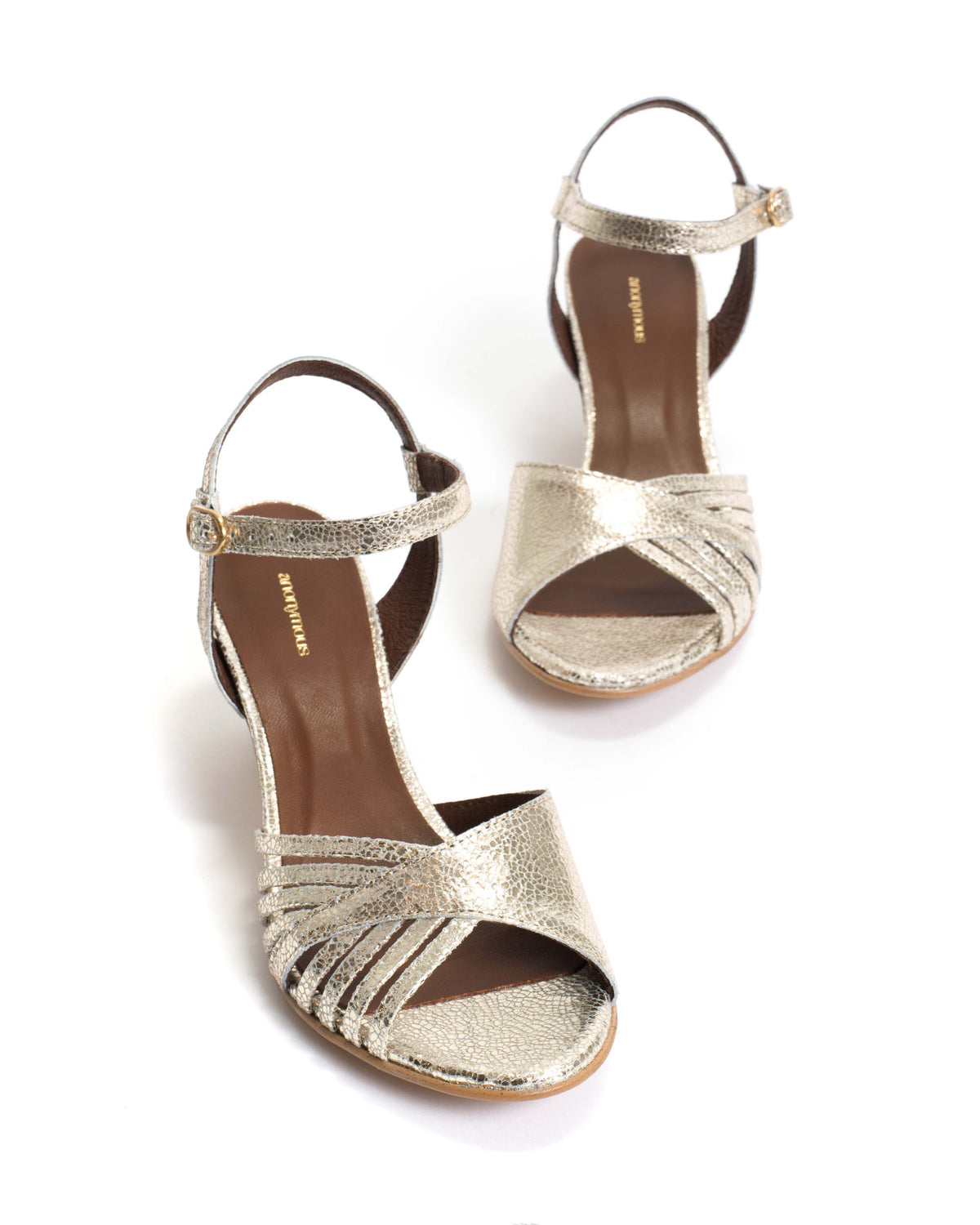 Hermine 50 stiletto Crackled metallic goat Champagne