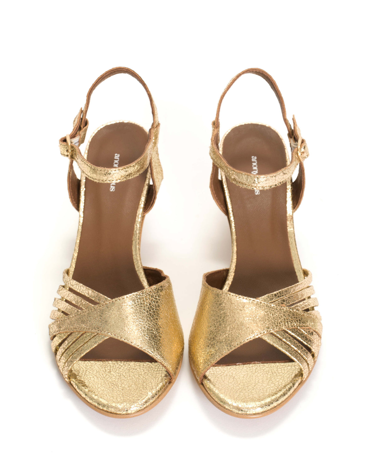Hermine 50 stiletto Crackled metallic goat Gold
