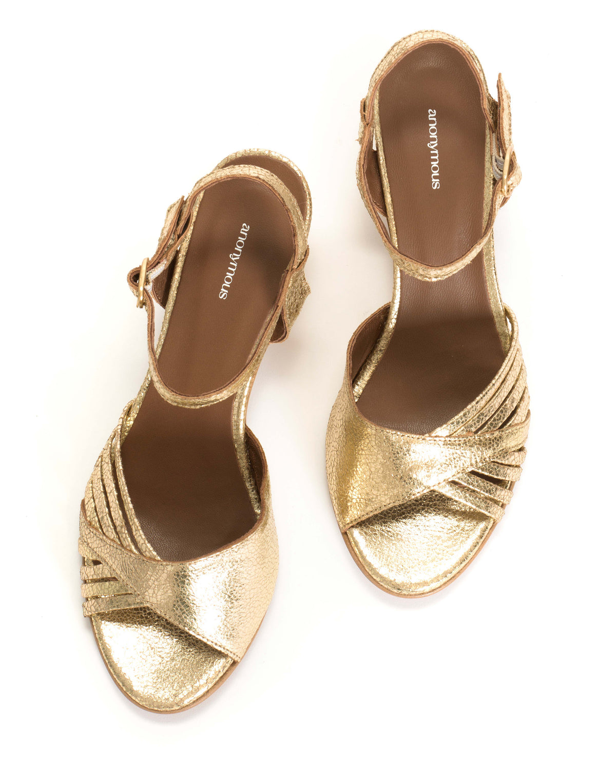 Hermine 50 stiletto Crackled metallic goat Gold