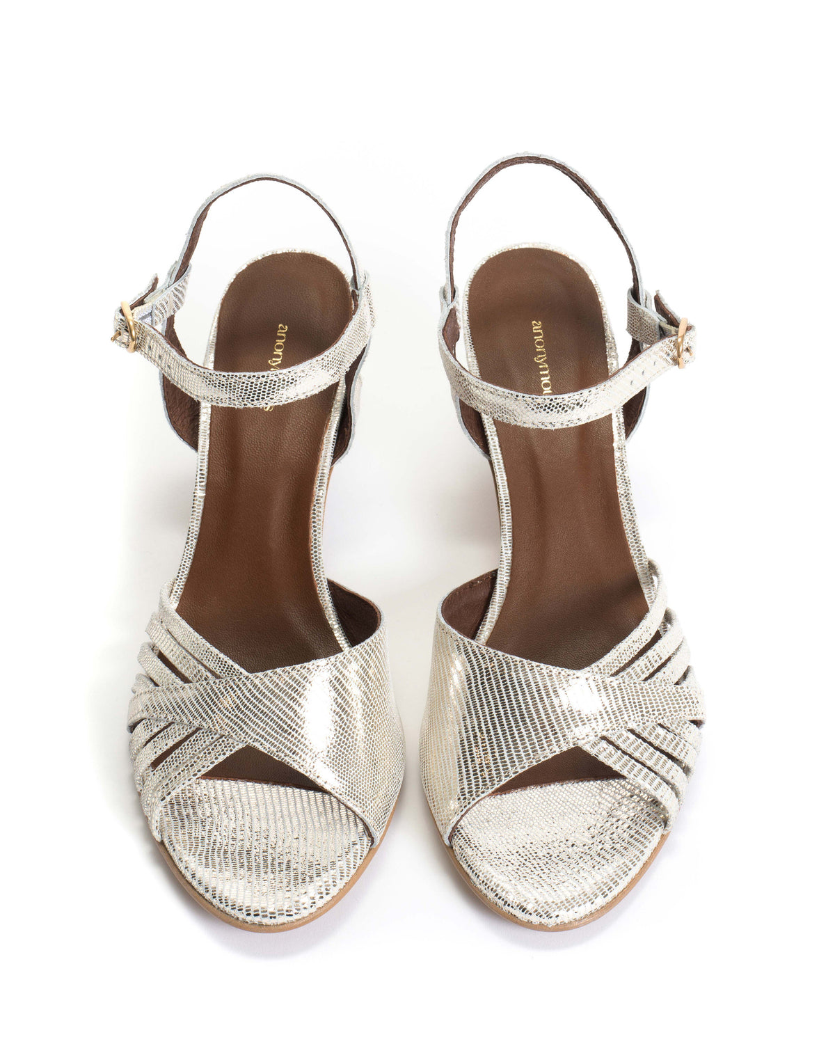 Hermine 50 stiletto Lizard metallic goat Champagne