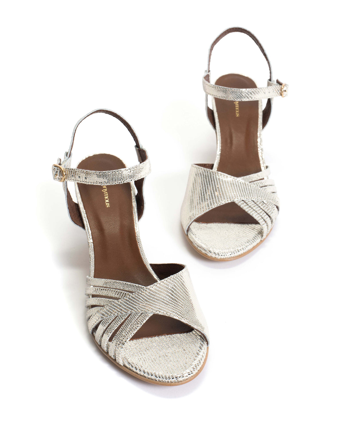 Hermine 50 stiletto Lizard metallic goat Champagne