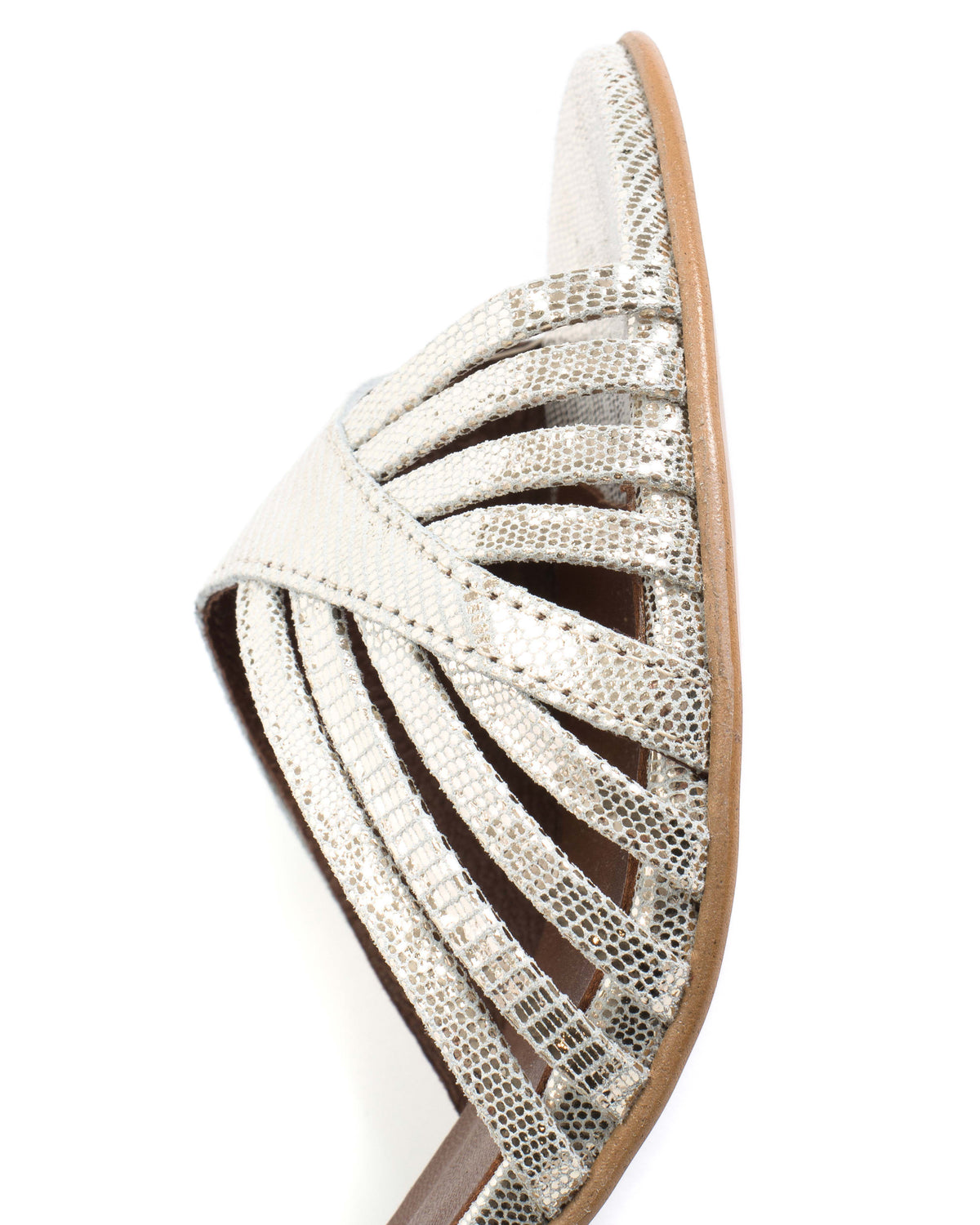 Hermine 50 stiletto Lizard metallic goat Champagne