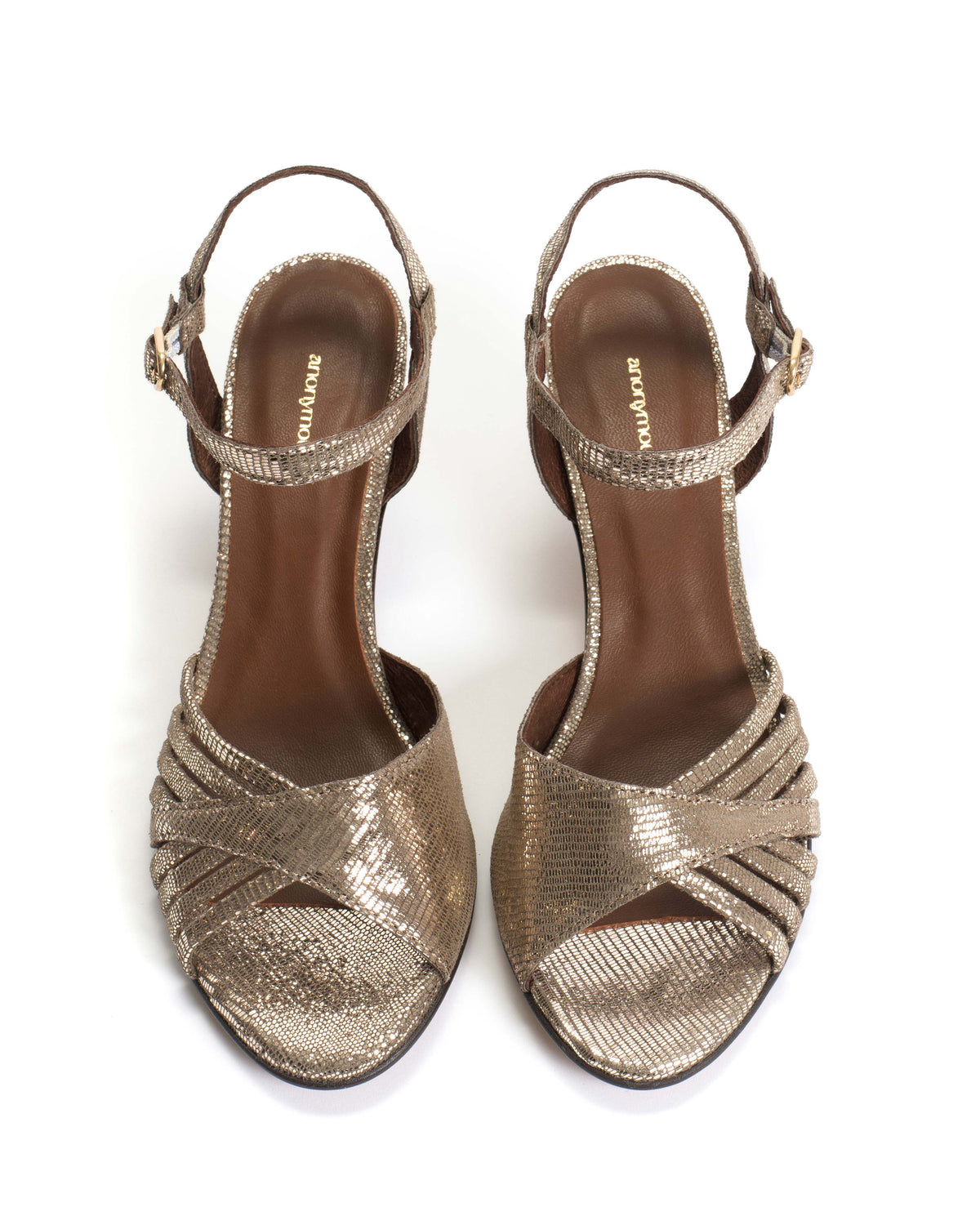 Hermine 50 stiletto Lizard metallic goat Vintage champagne