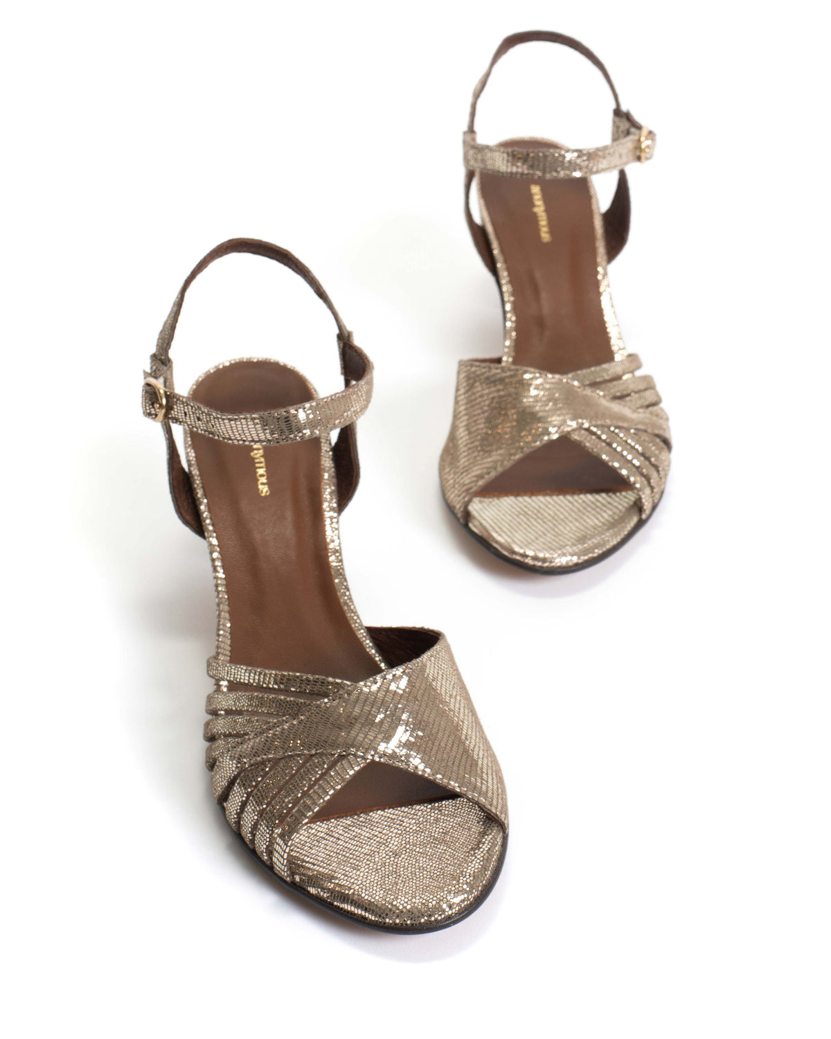 Hermine 50 stiletto Lizard metallic goat Vintage champagne
