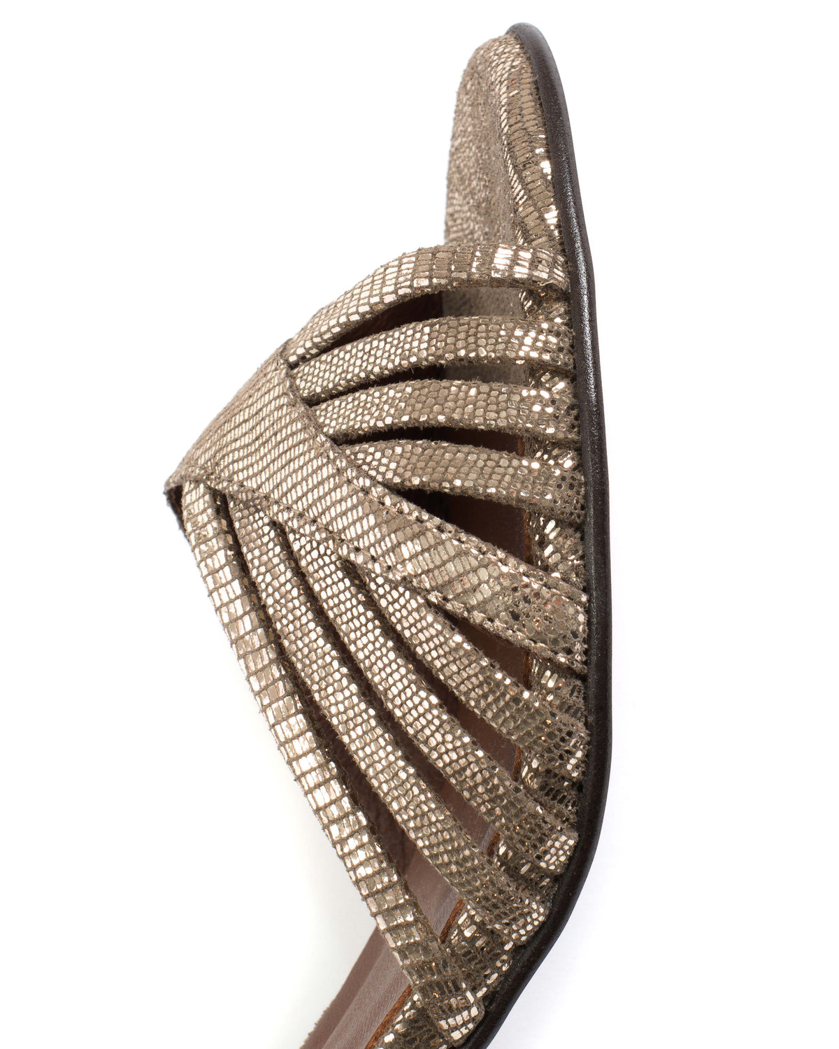 Hermine 50 stiletto Lizard metallic goat Vintage champagne