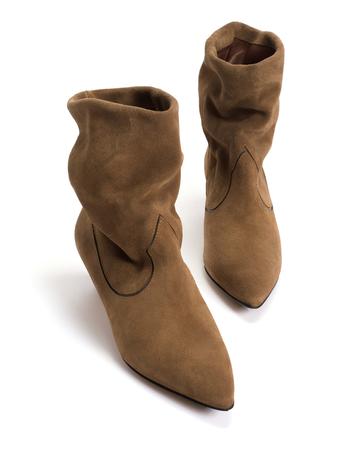 Hicha 40 stiletto Calf suede & sleek leather Cinnamon & dark taupe