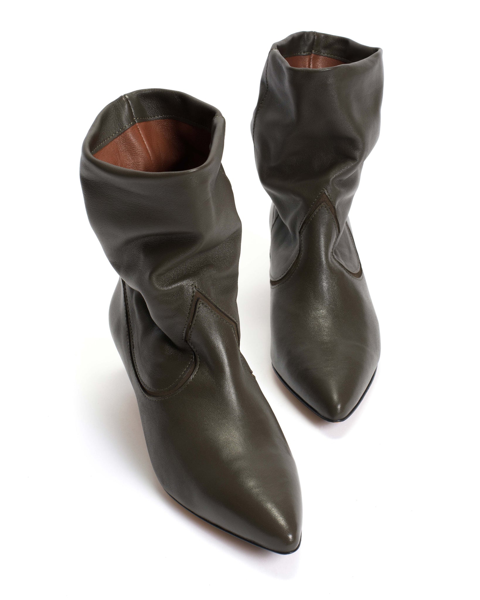 Hicha 40 stiletto Silky calf Moss green - Anonymous Copenhagen