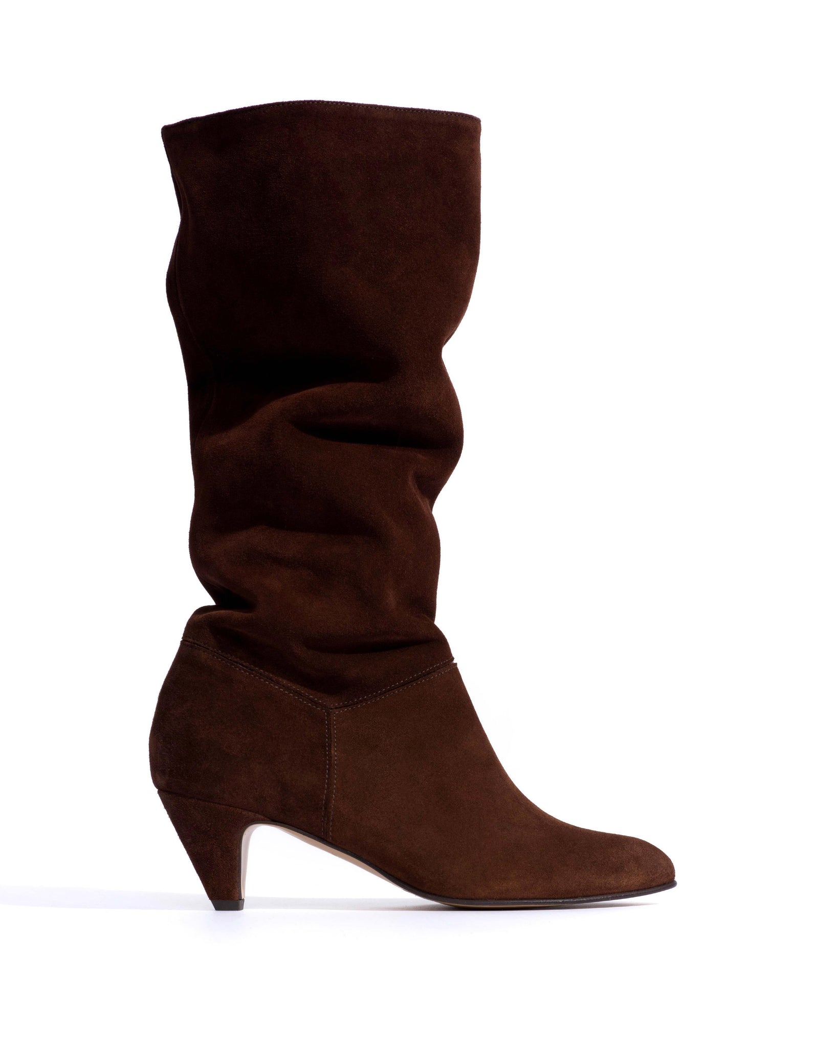Jasmina 50 stiletto Calf suede & sleek leather Chocolate - 